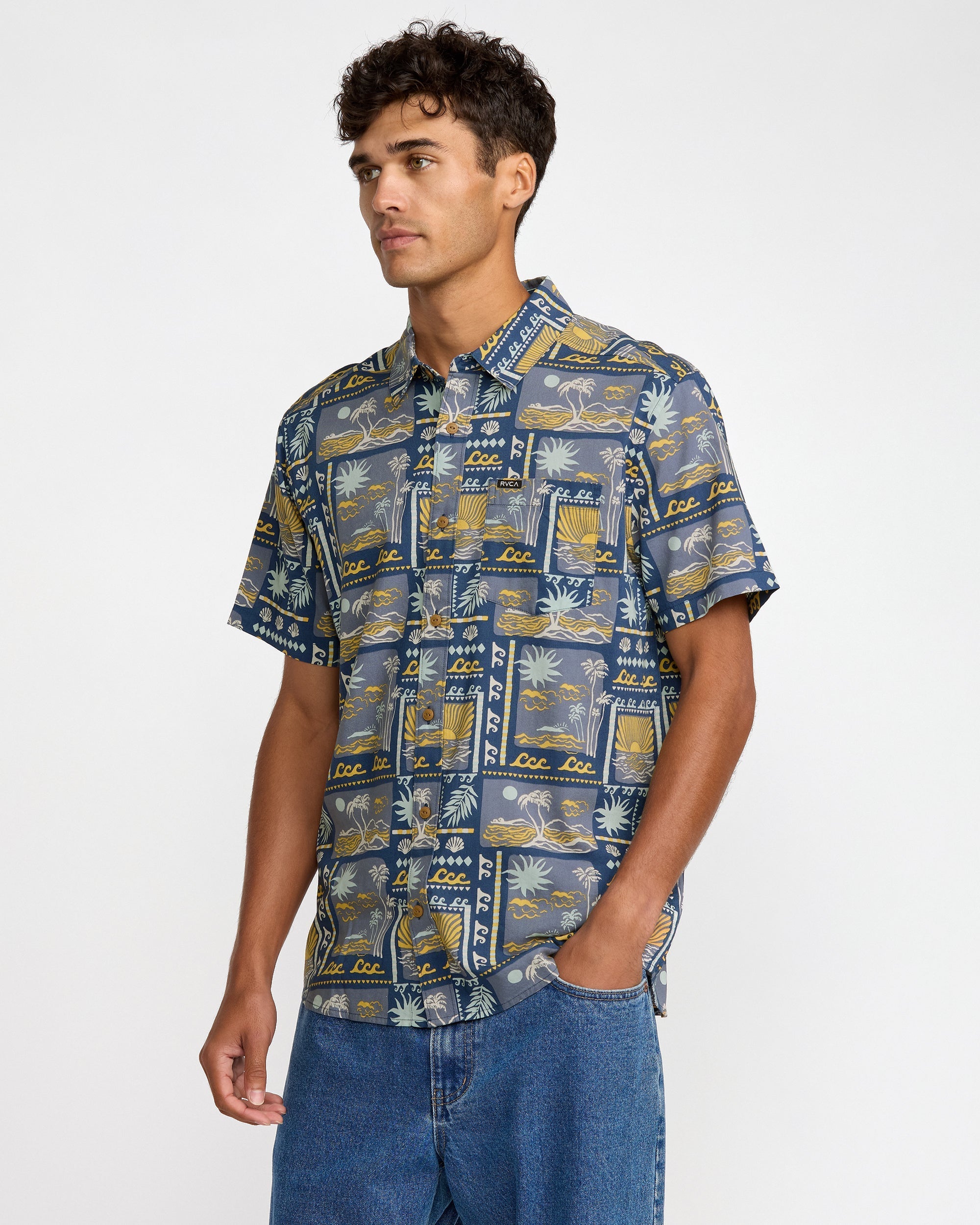 Hawaii Sunset Short Sleeve Shirt - Dark Denim | RVCA US