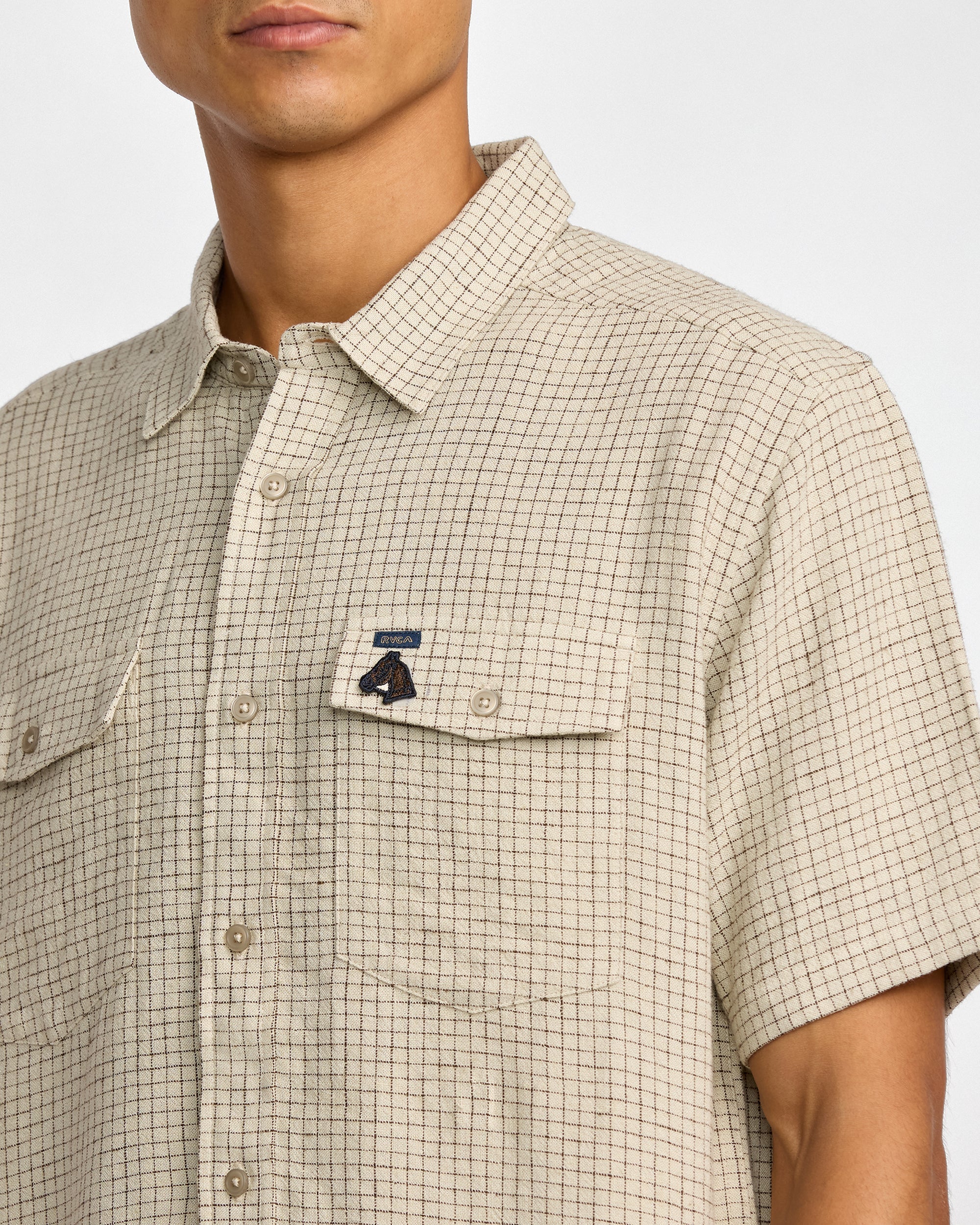 KSL Yarn Dye Short Sleeve Shirt - Silver Bleach | RVCA discount
