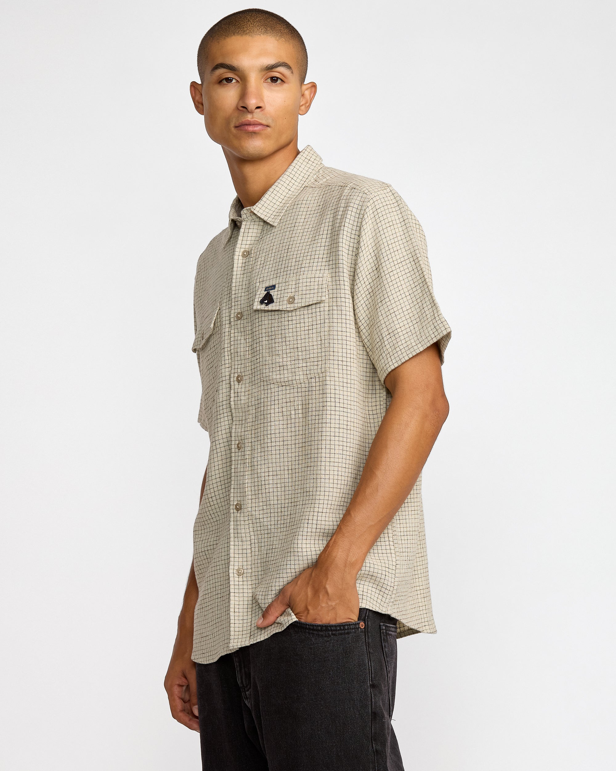 KSL Yarn Dye Short Sleeve Shirt - Silver Bleach | RVCA discount