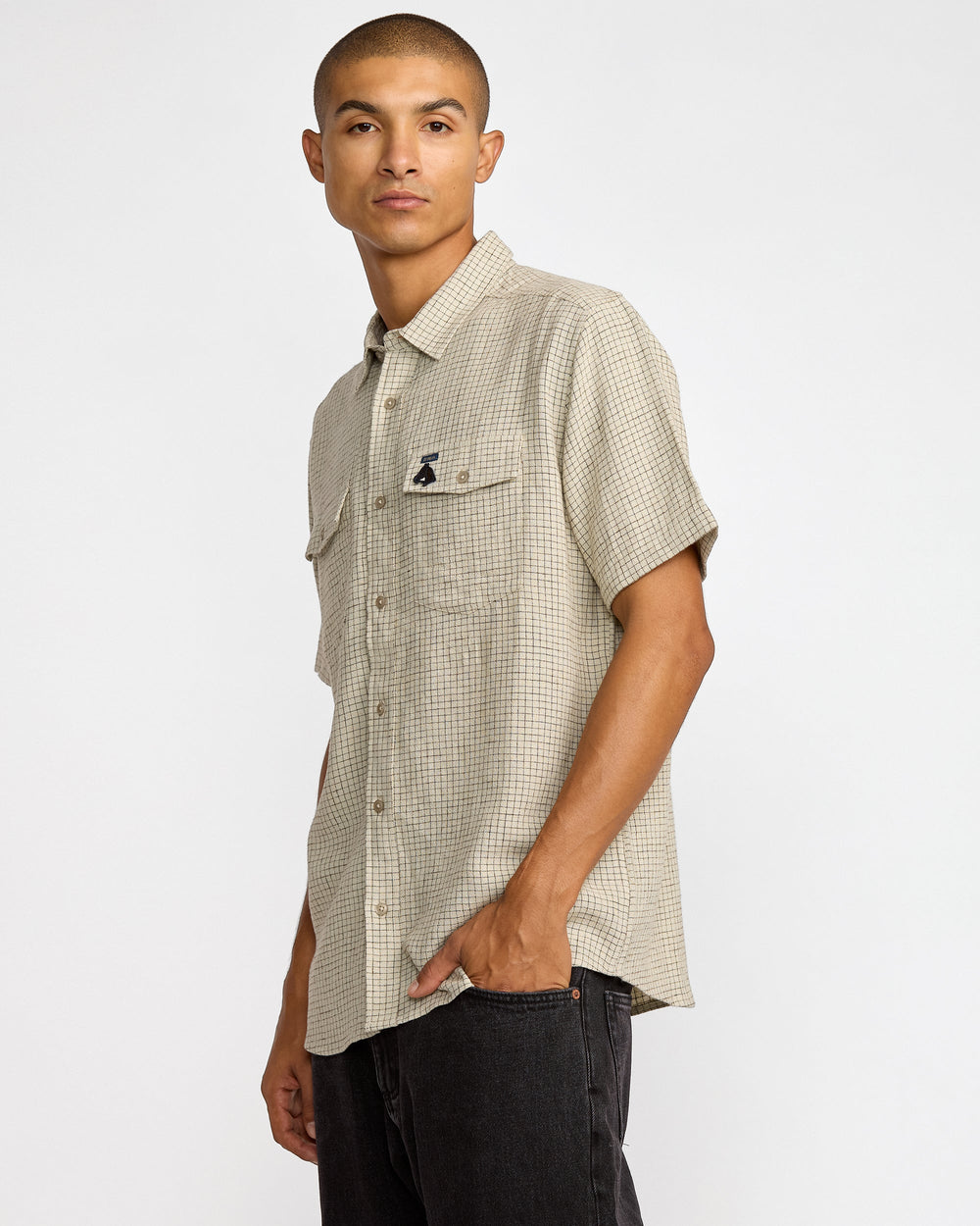 KSL Yarn Dye Short Sleeve Shirt - Silver Bleach | RVCA discount