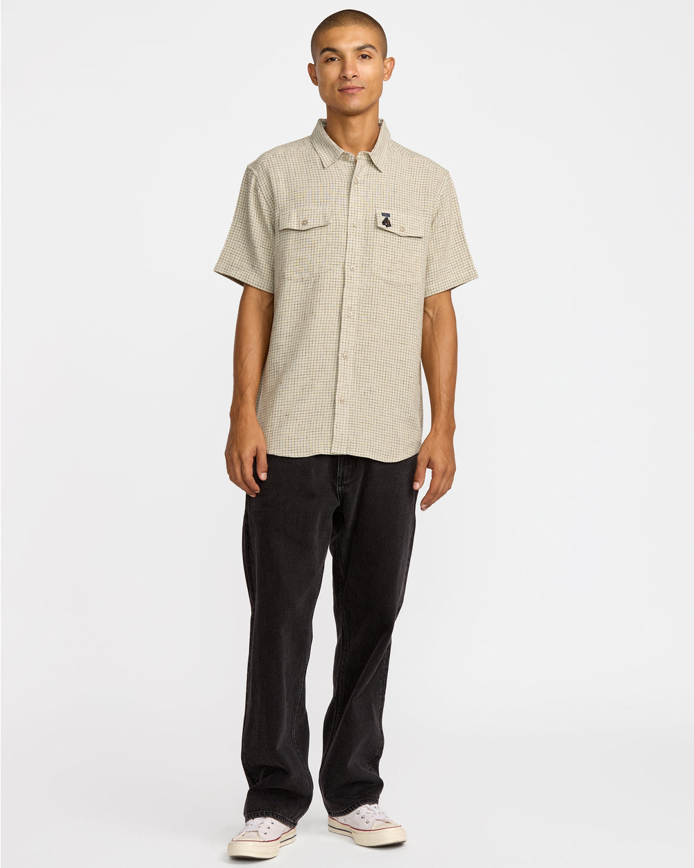 KSL Yarn Dye Short Sleeve Shirt - Silver Bleach | RVCA discount