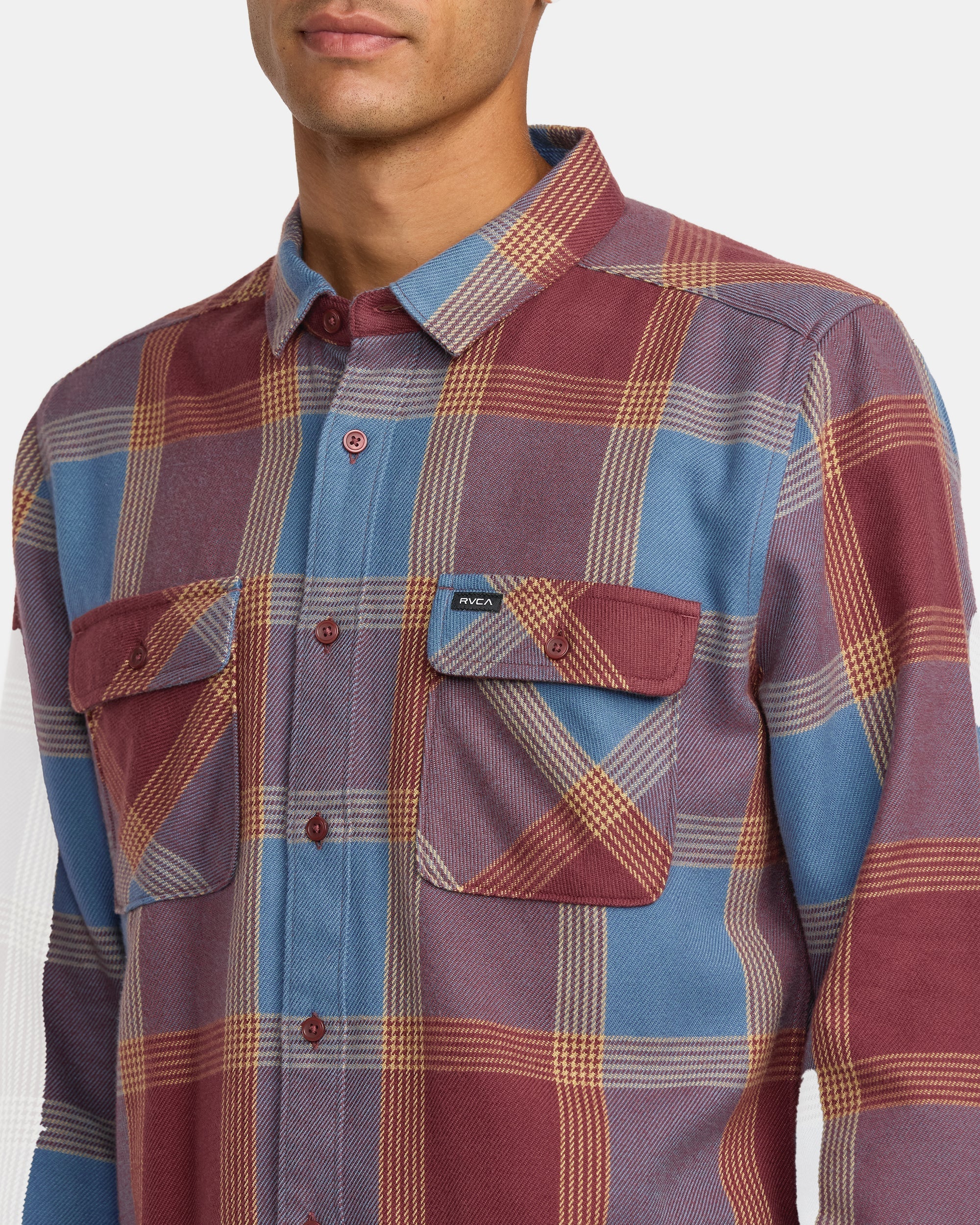 That'll Work Flannel Long Sleeve Shirt - Red Earth | RVCA for sale