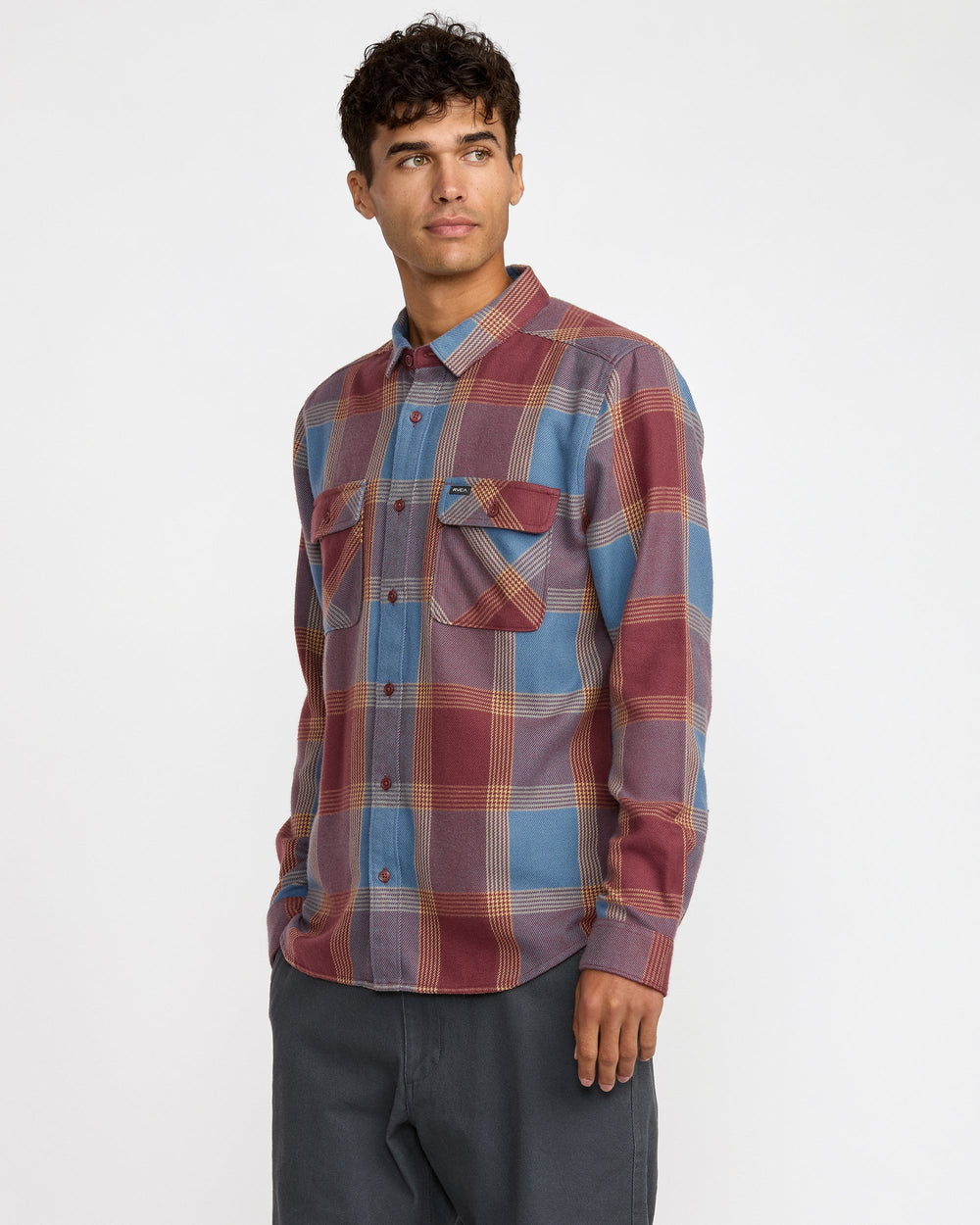 That'll Work Flannel Long Sleeve Shirt - Red Earth | RVCA for sale