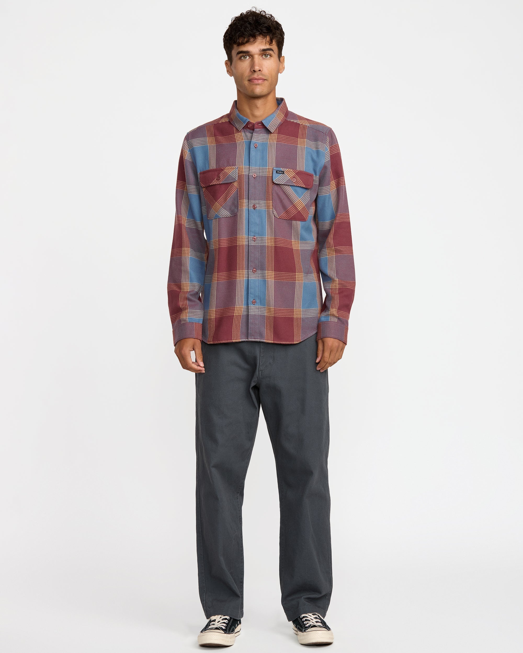 That'll Work Flannel Long Sleeve Shirt - Red Earth | RVCA for sale