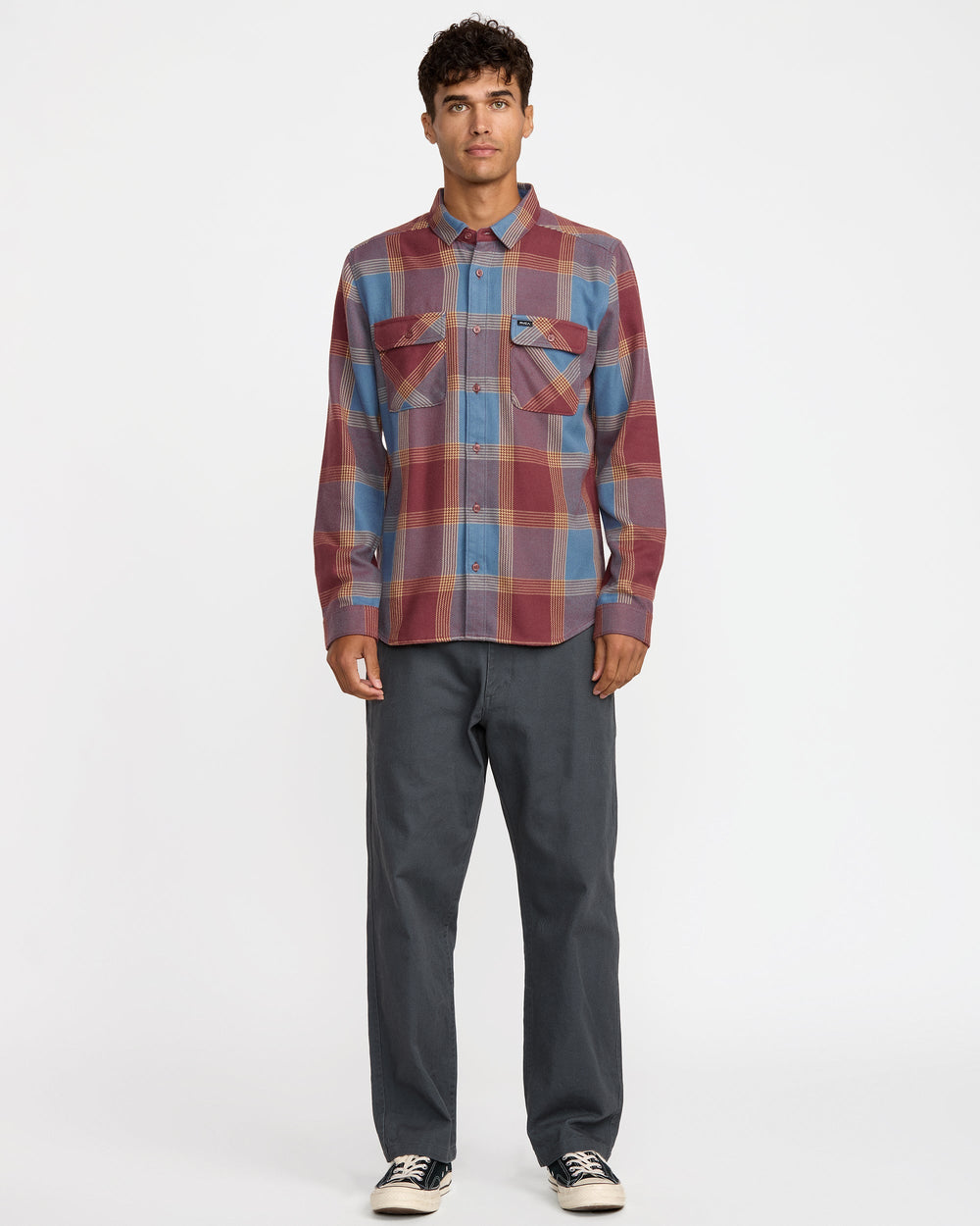 That'll Work Flannel Long Sleeve Shirt - Red Earth | RVCA for sale