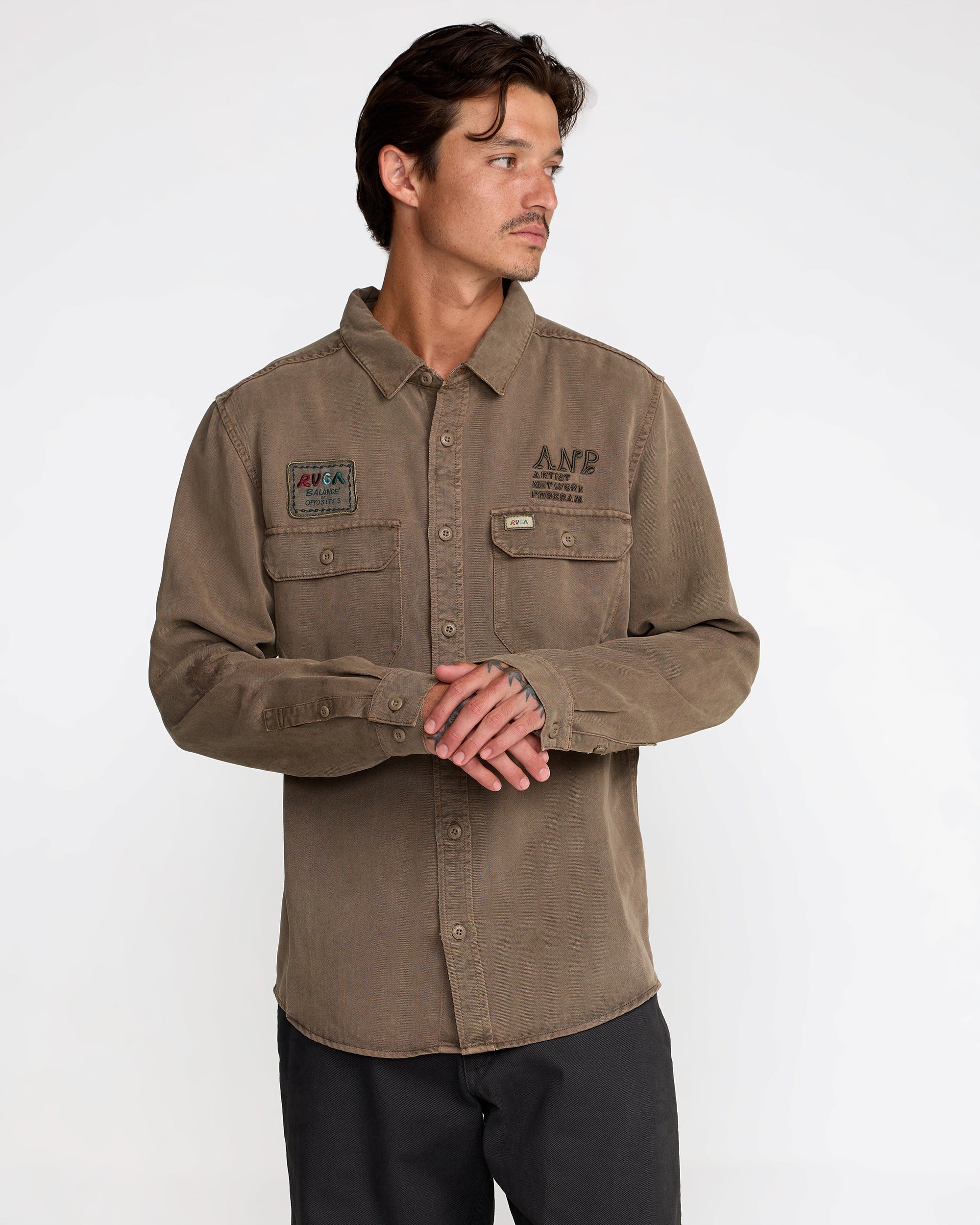 Mel G Moon Flower Long Sleeve Shirt - Mushroom | RVCA on sale