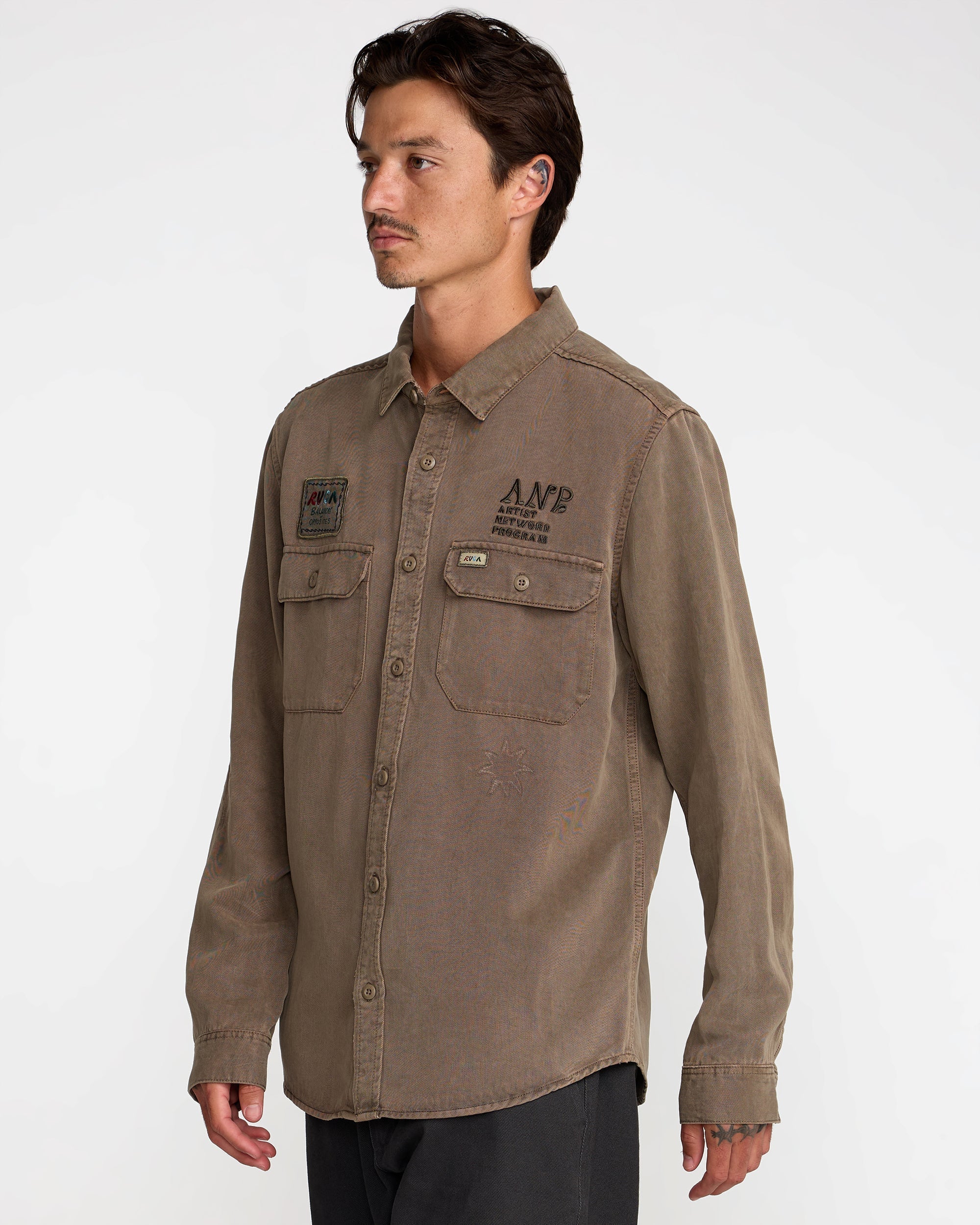 Mel G Moon Flower Long Sleeve Shirt - Mushroom | RVCA on sale