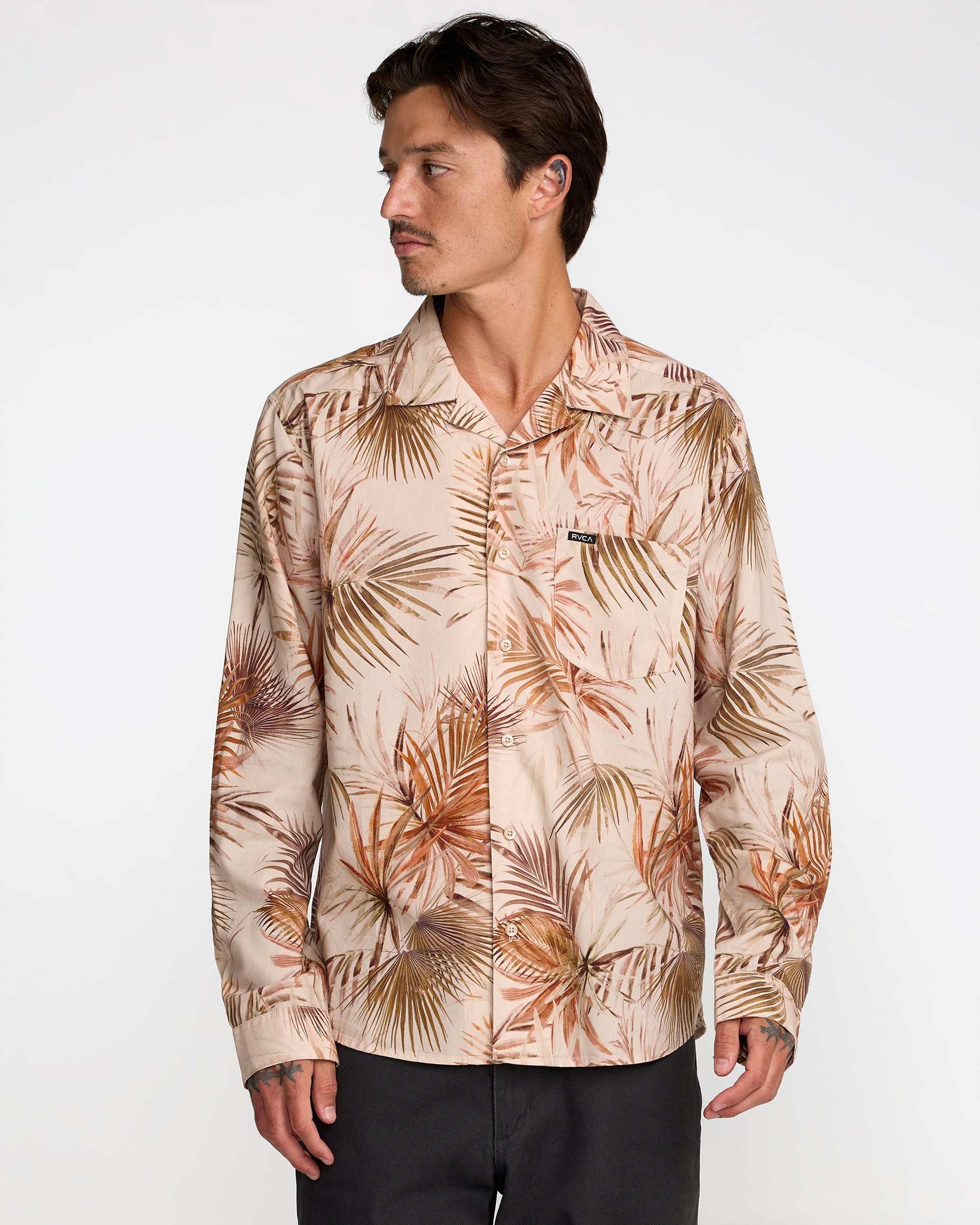 Mel G Palm Long Sleeve Shirt - Khaki | RVCA outlet