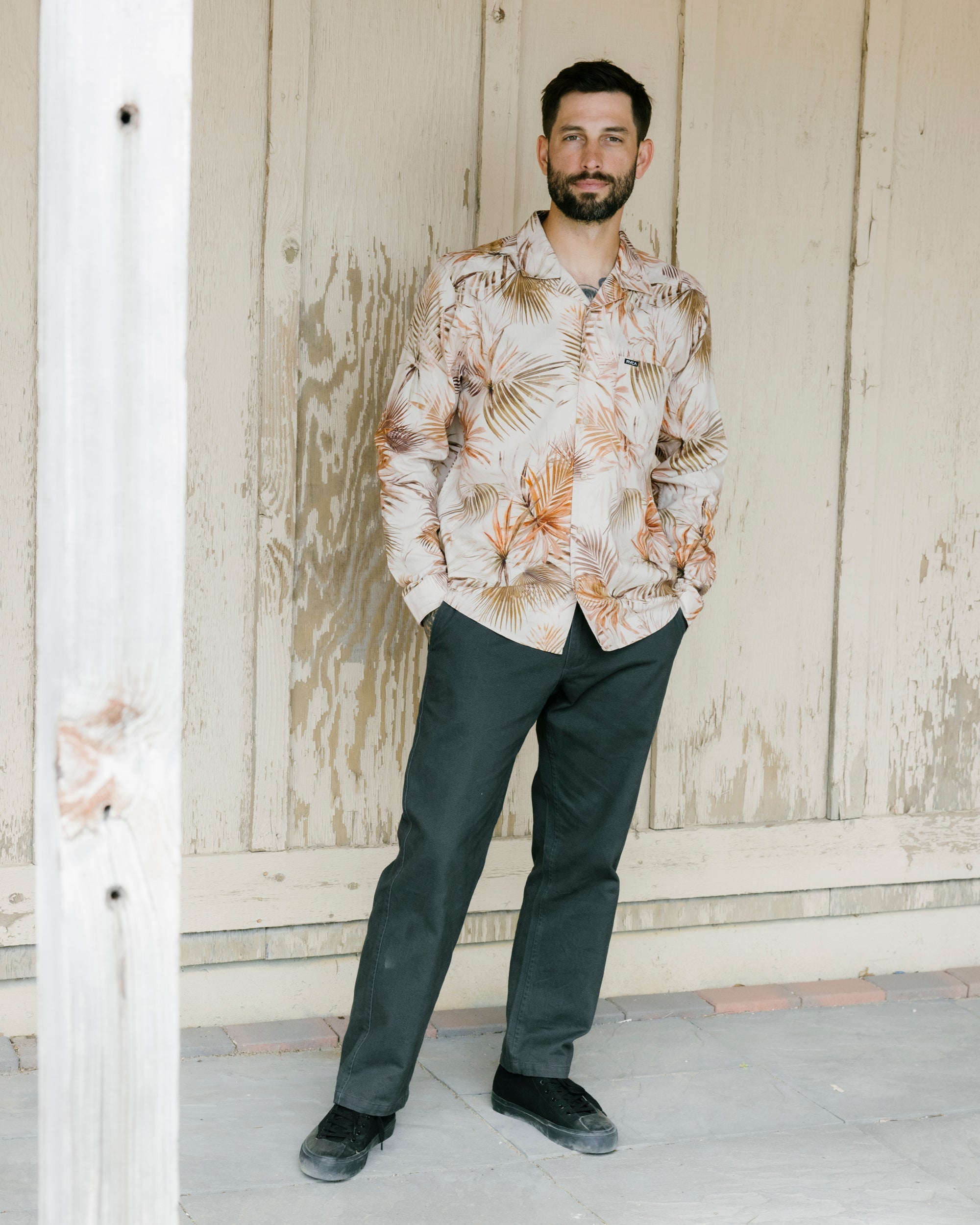 Mel G Palm Long Sleeve Shirt - Khaki | RVCA outlet