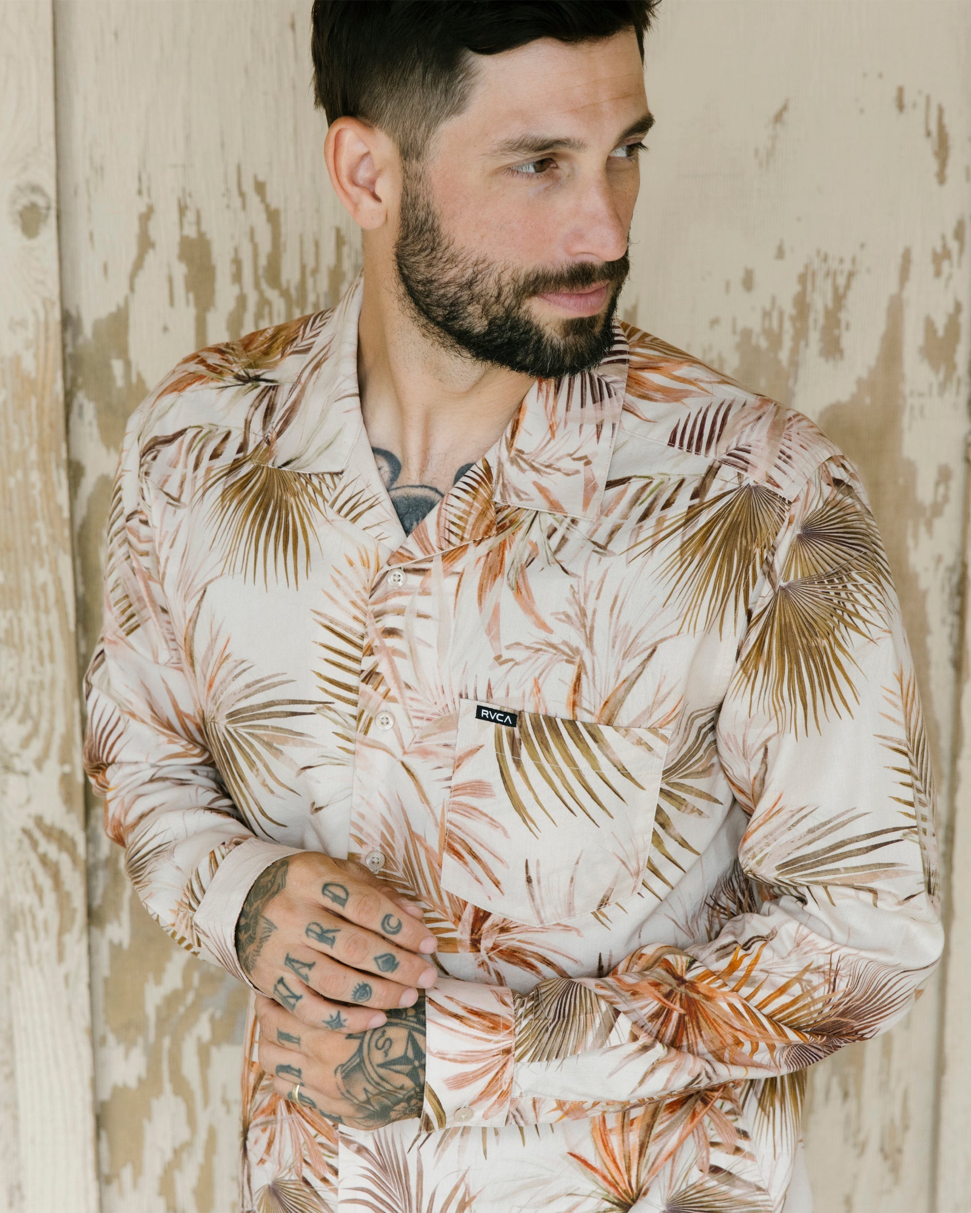 Mel G Palm Long Sleeve Shirt - Khaki | RVCA outlet