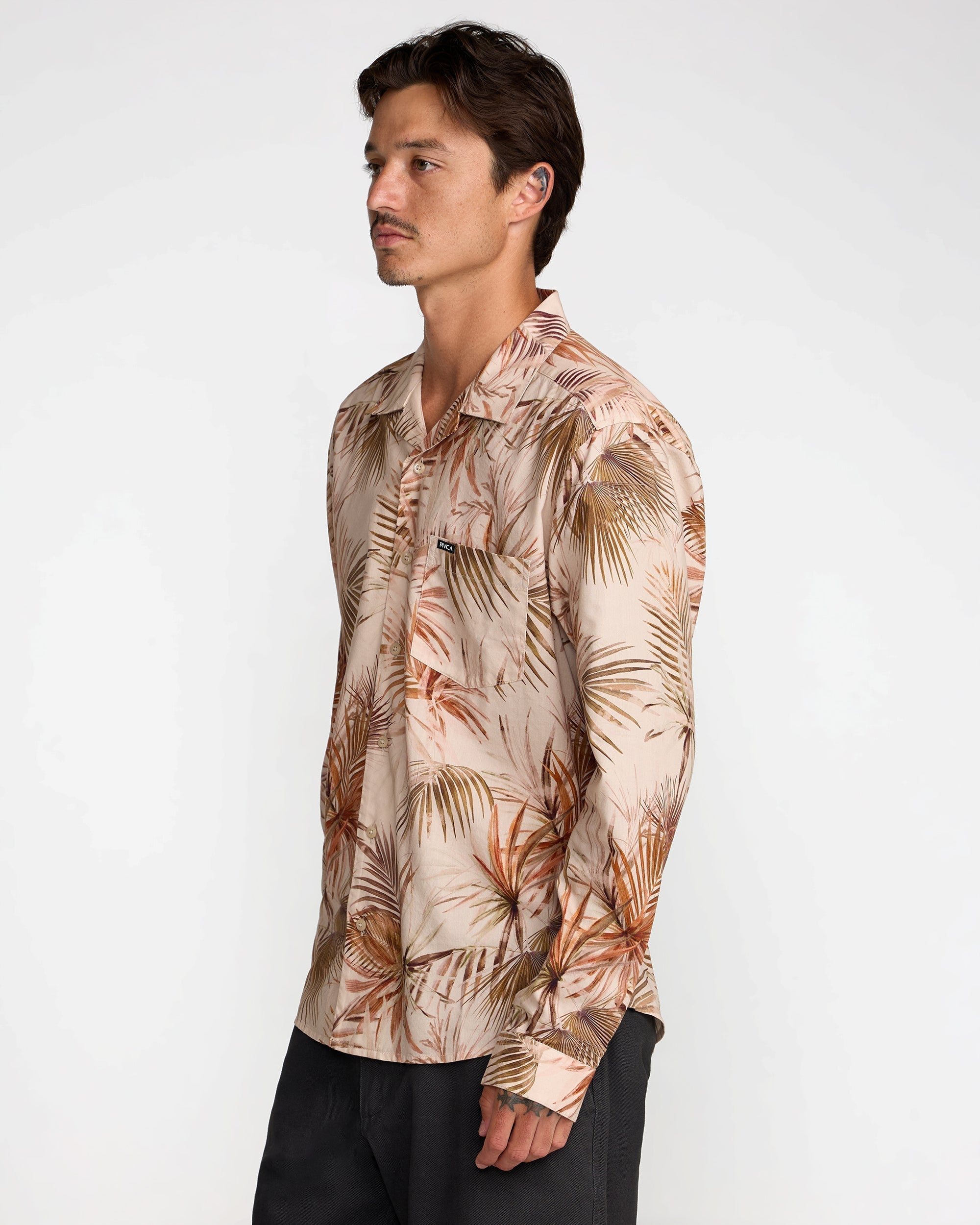 Mel G Palm Long Sleeve Shirt - Khaki | RVCA outlet