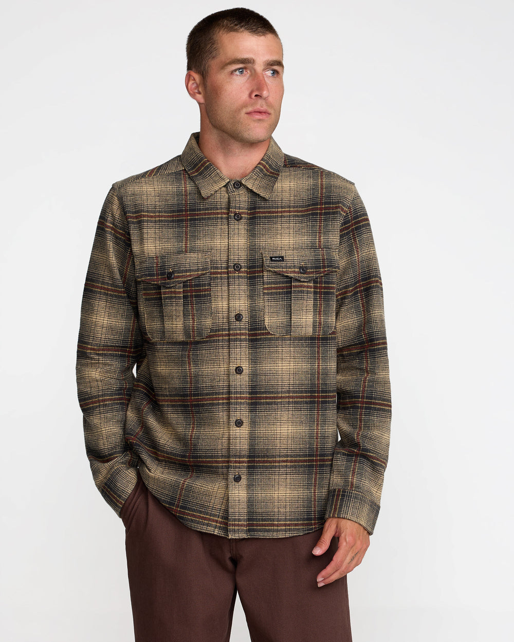 Hughes Flannel - Pirate Black | RVCA on sale