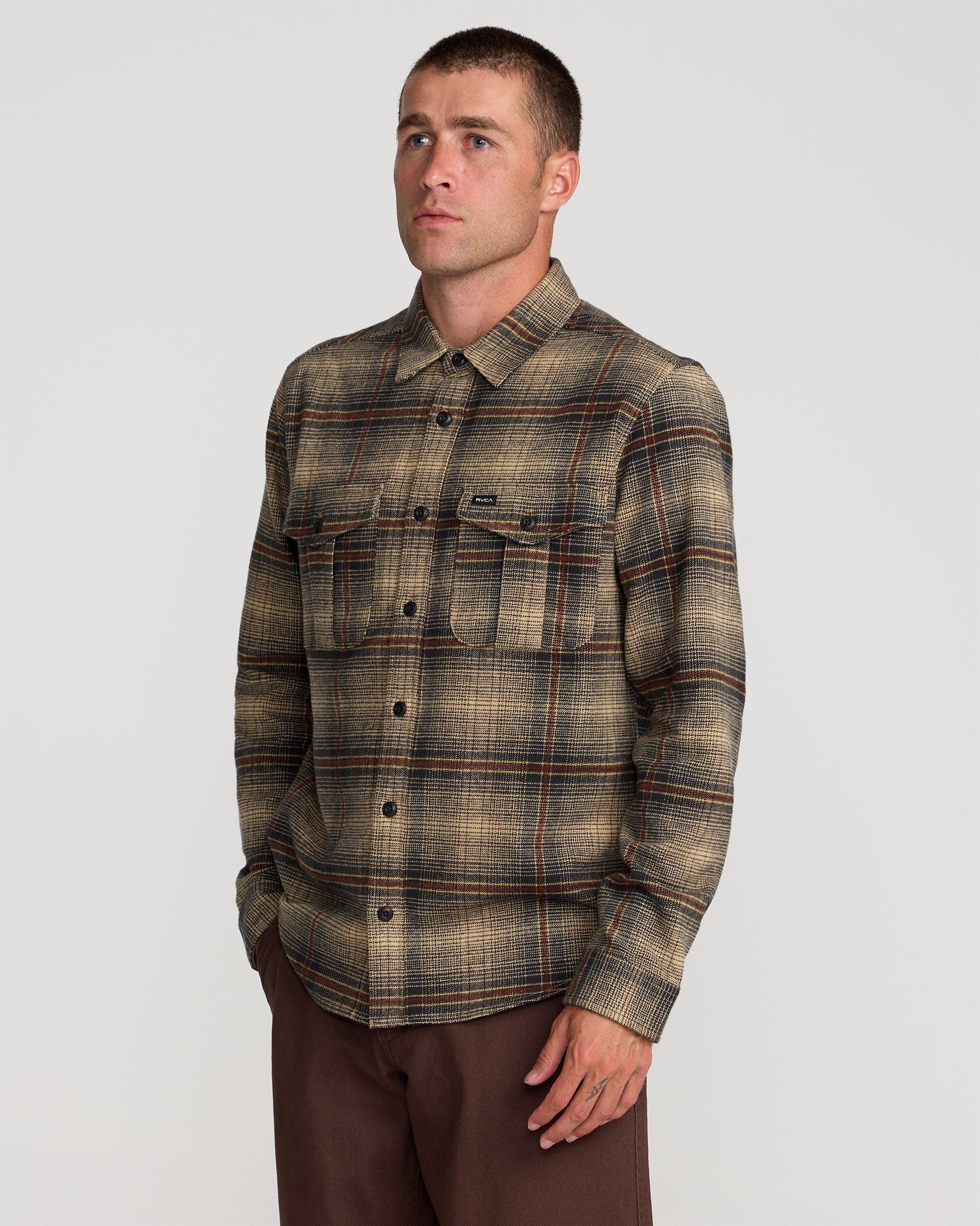 Hughes Flannel - Pirate Black | RVCA on sale
