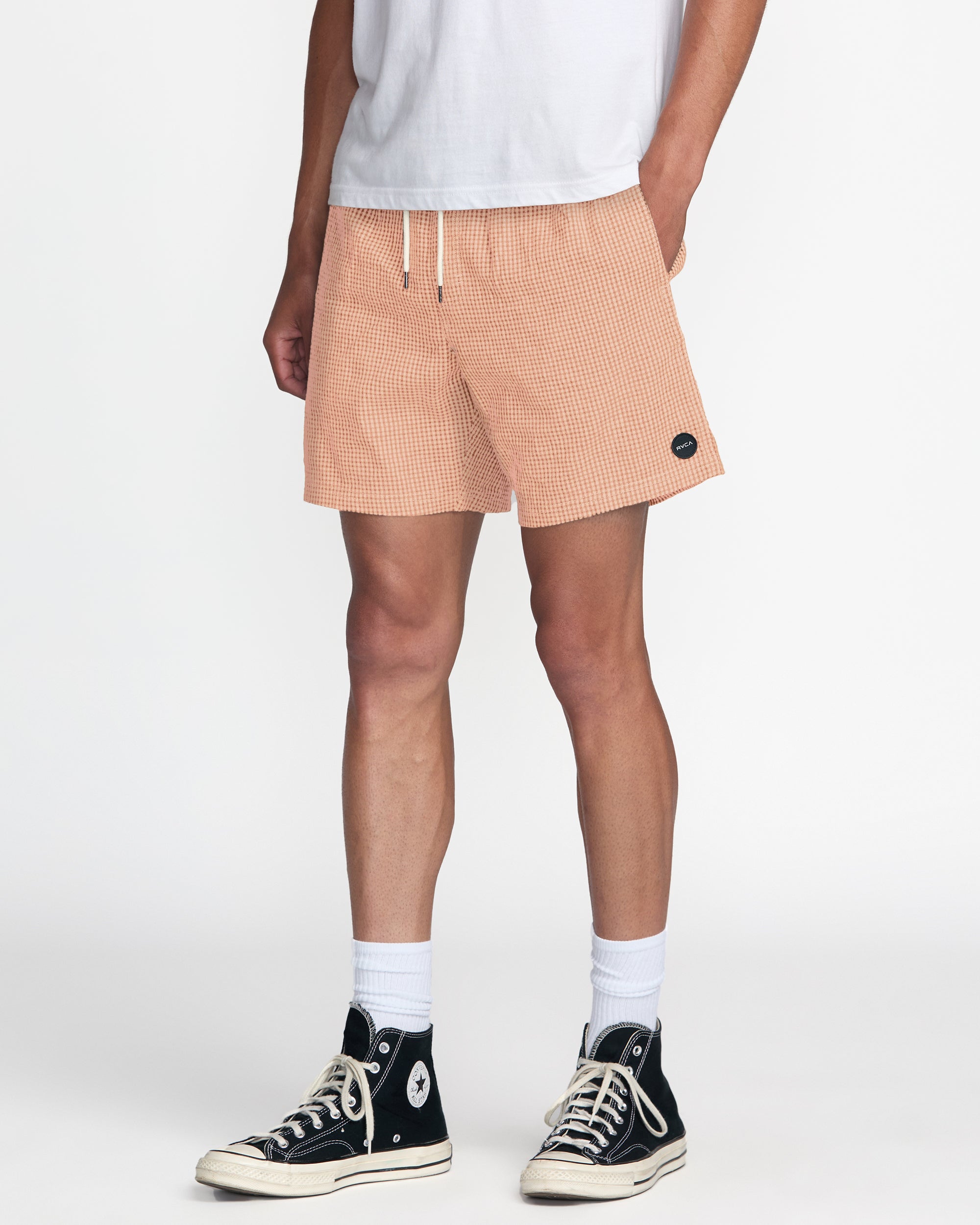 Exotica Seersucker Elastic 17" Short - Apricot | RVCA for sale