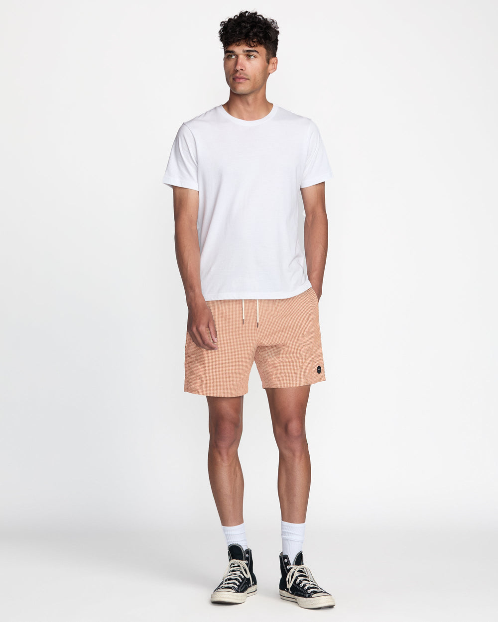Exotica Seersucker Elastic 17" Short - Apricot | RVCA for sale