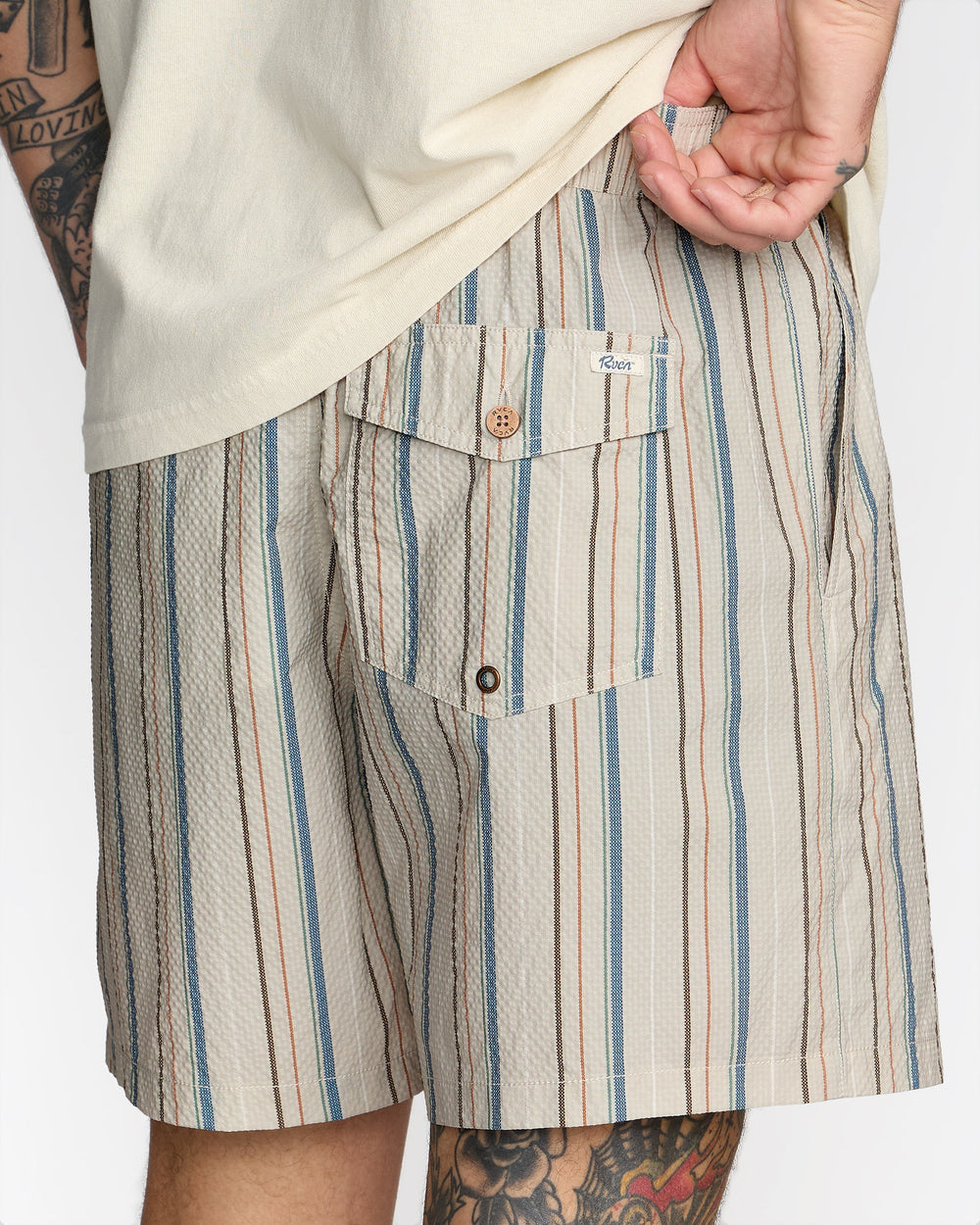 Exotica Seersucker Elastic 17" - Light Khaki | RVCA discount