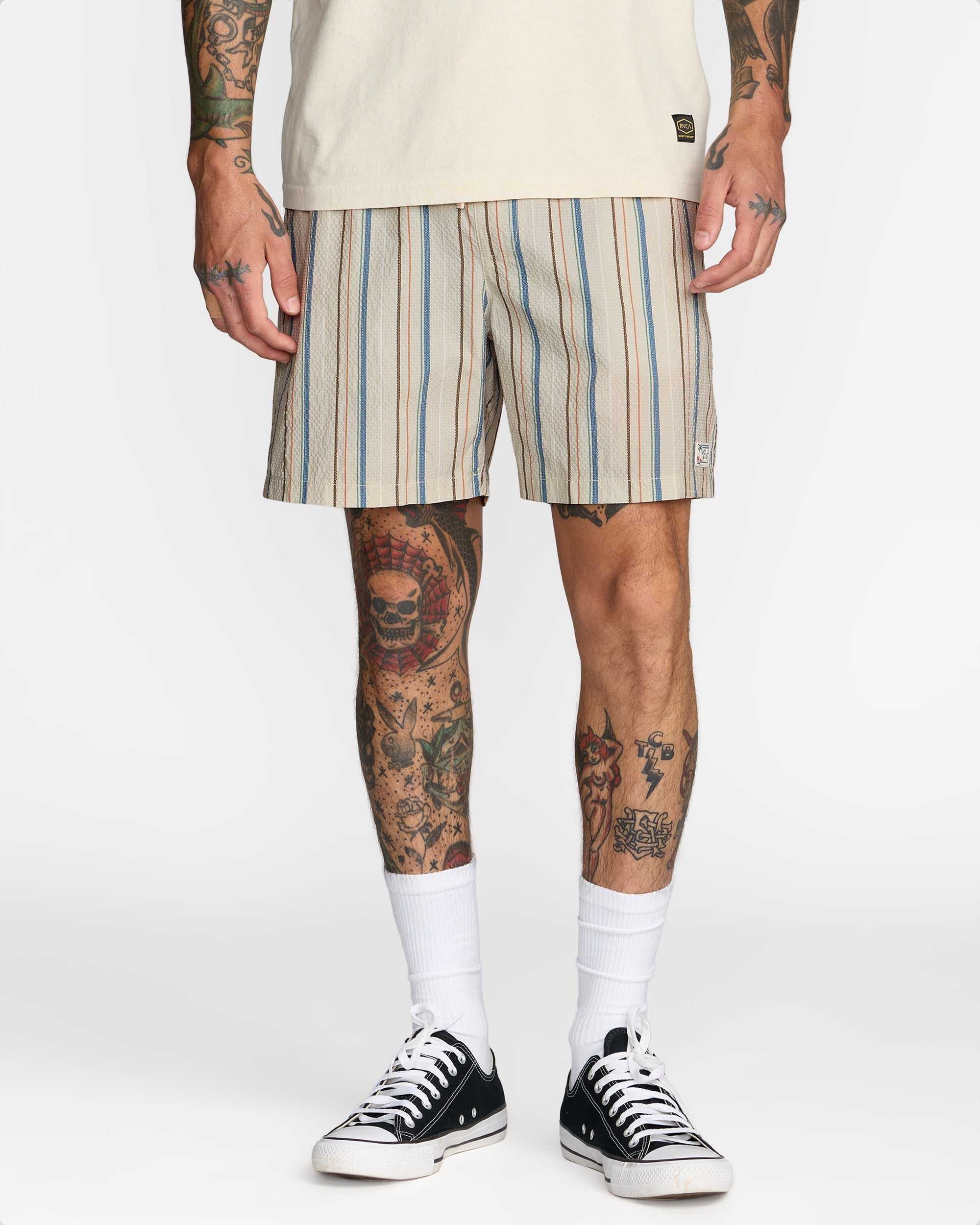 Exotica Seersucker Elastic 17" - Light Khaki | RVCA discount