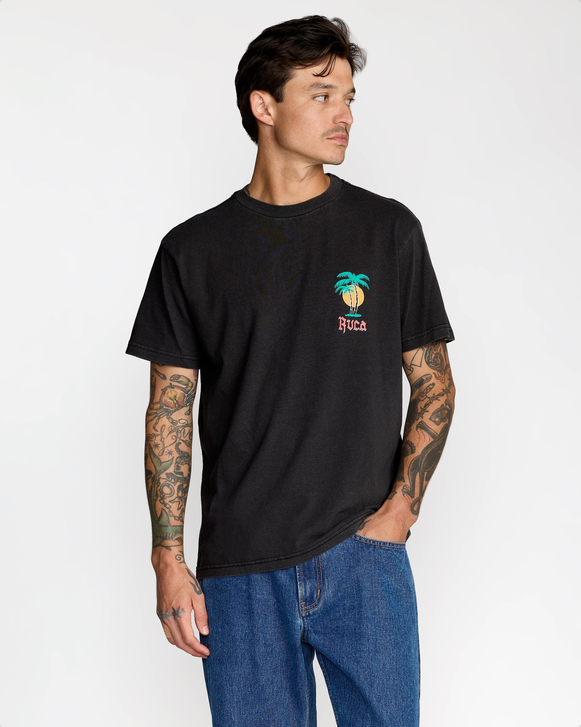 Frond Mural Short Sleeve Tee - Black | RVCA near me
