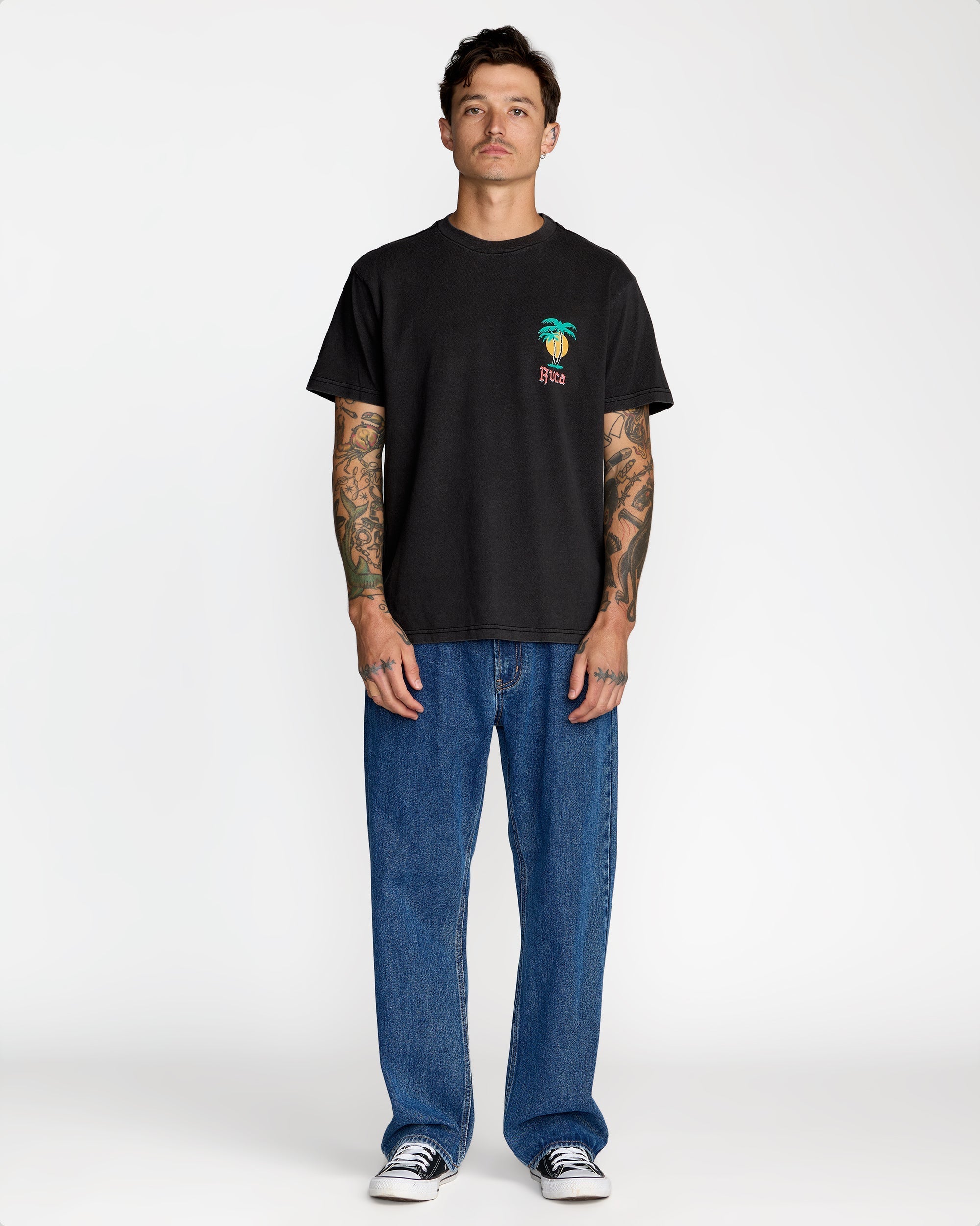 Frond Mural Short Sleeve Tee - Black | RVCA near me