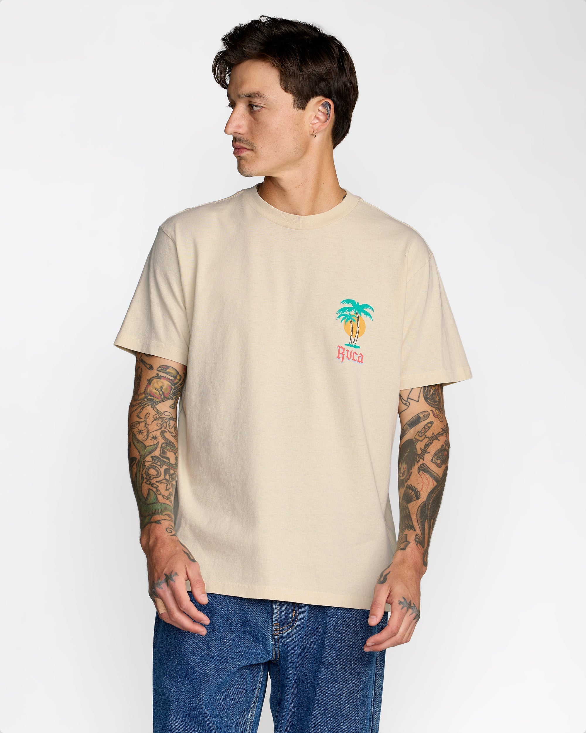 Frond Mural Short Sleeve Tee - Ceramic | RVCA on sale