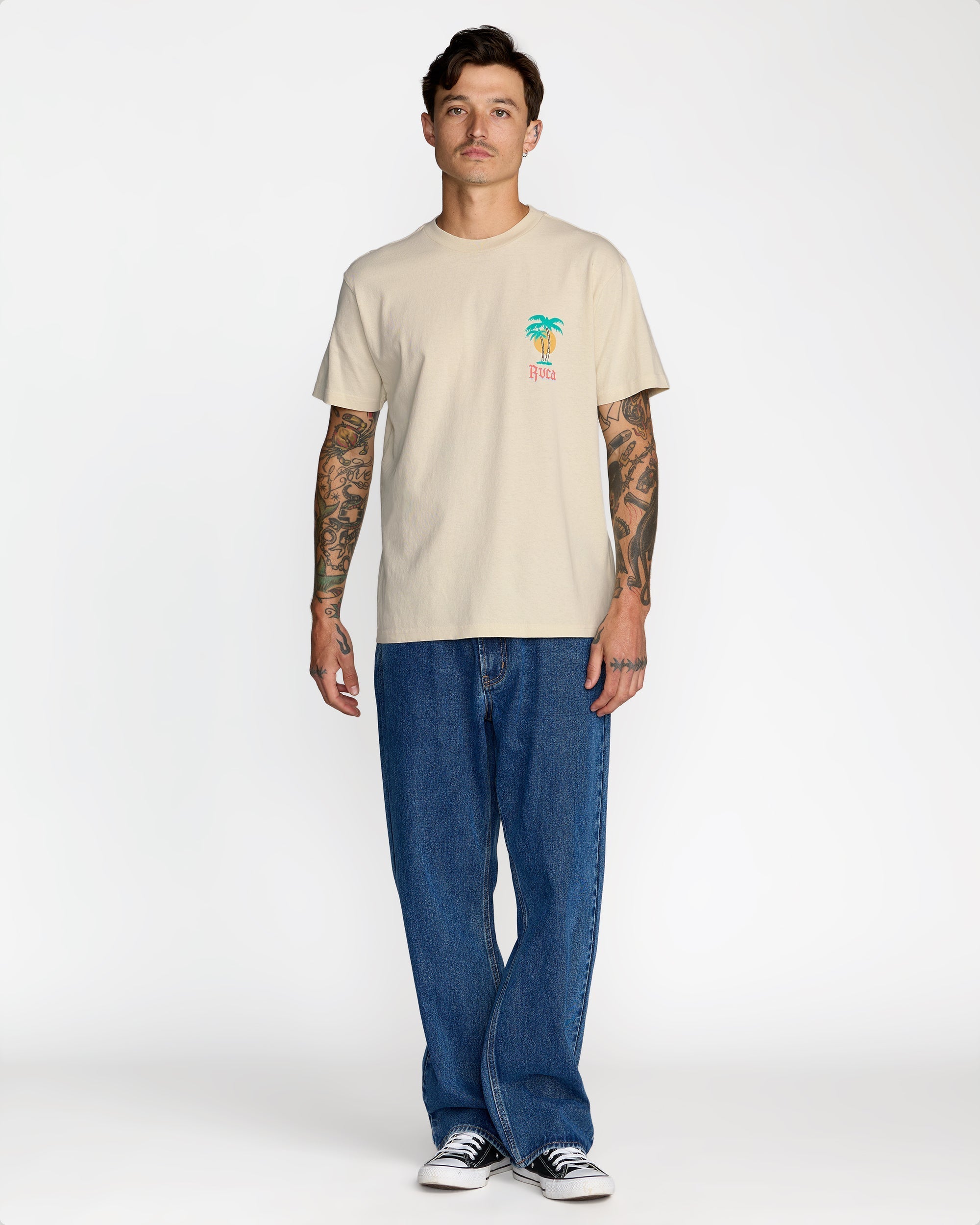 Frond Mural Short Sleeve Tee - Ceramic | RVCA on sale