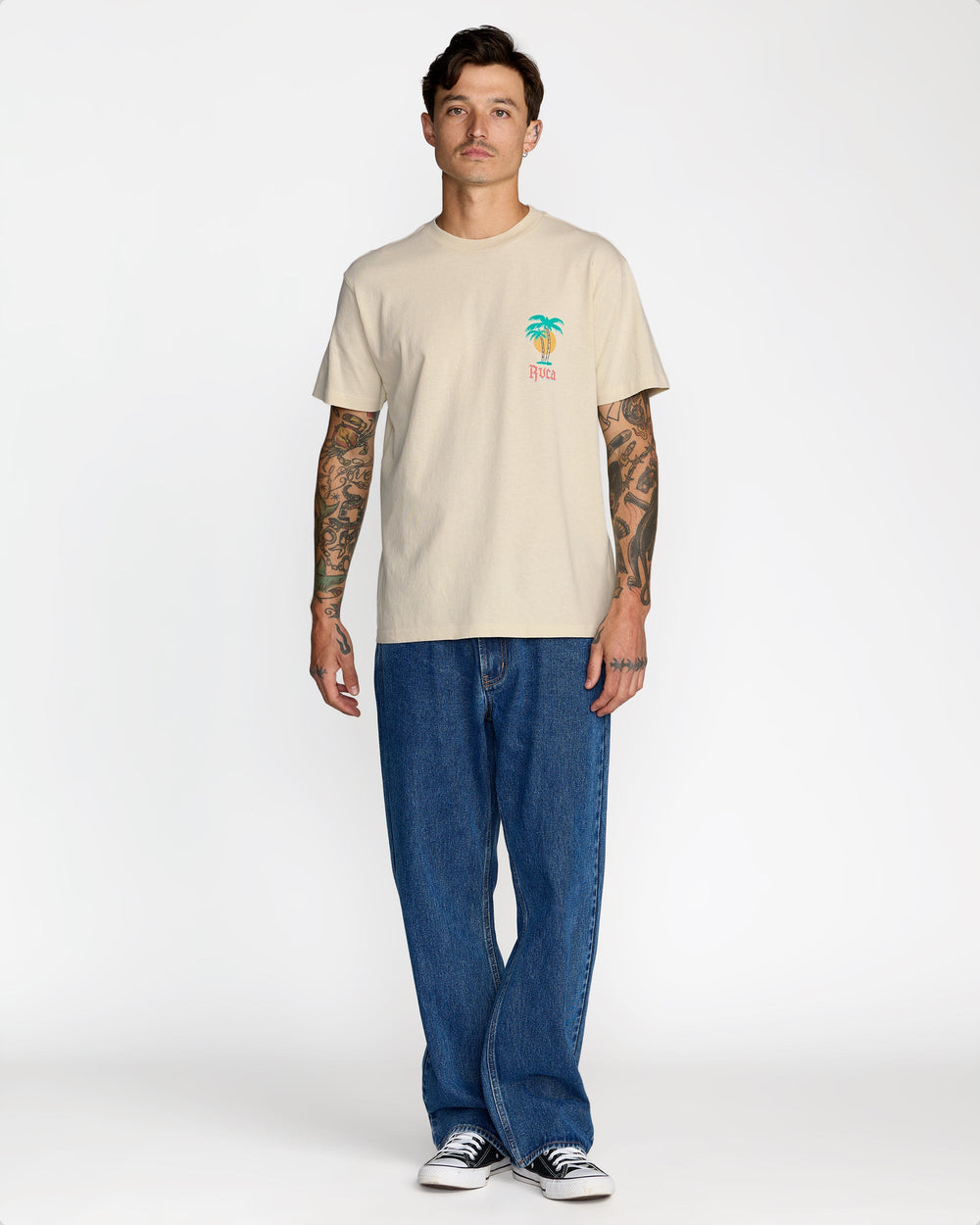 Frond Mural Short Sleeve Tee - Ceramic | RVCA on sale