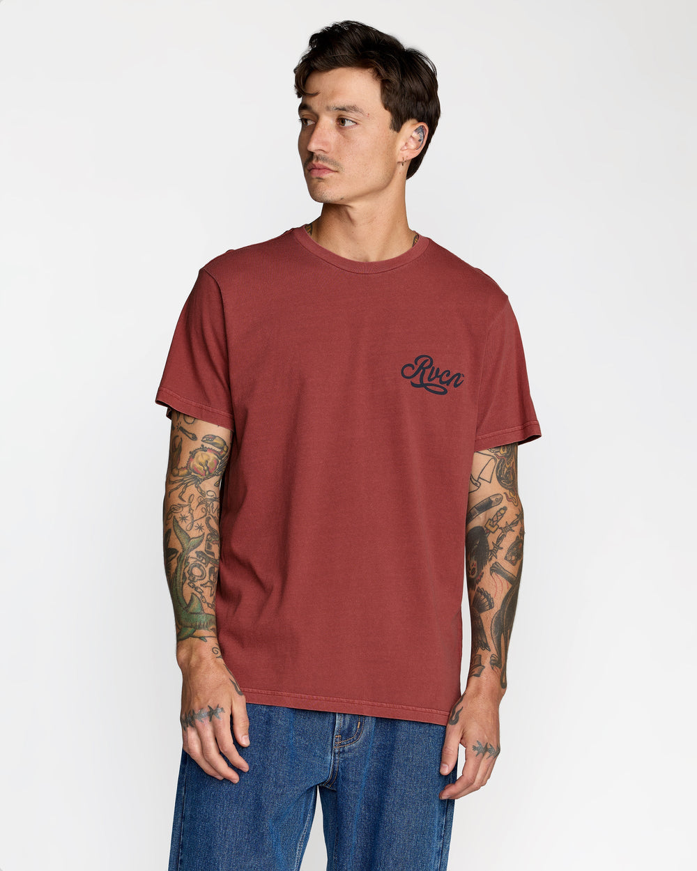 Emscript Short Sleeve Tee - Dusty Red | RVCA for sale