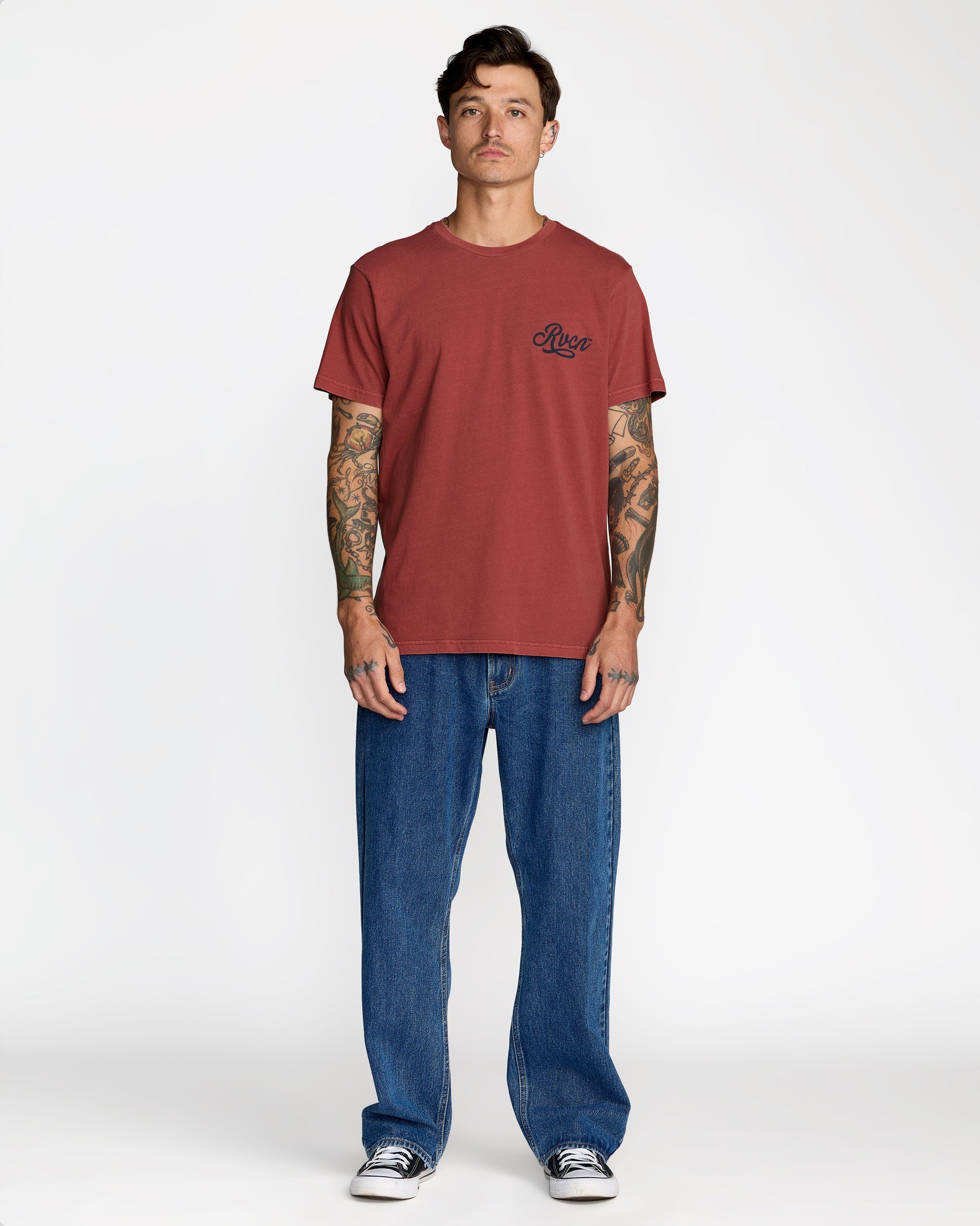 Emscript Short Sleeve Tee - Dusty Red | RVCA for sale