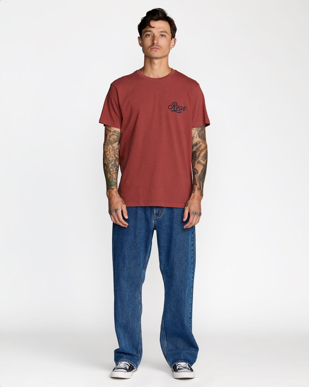 Emscript Short Sleeve Tee - Dusty Red | RVCA for sale