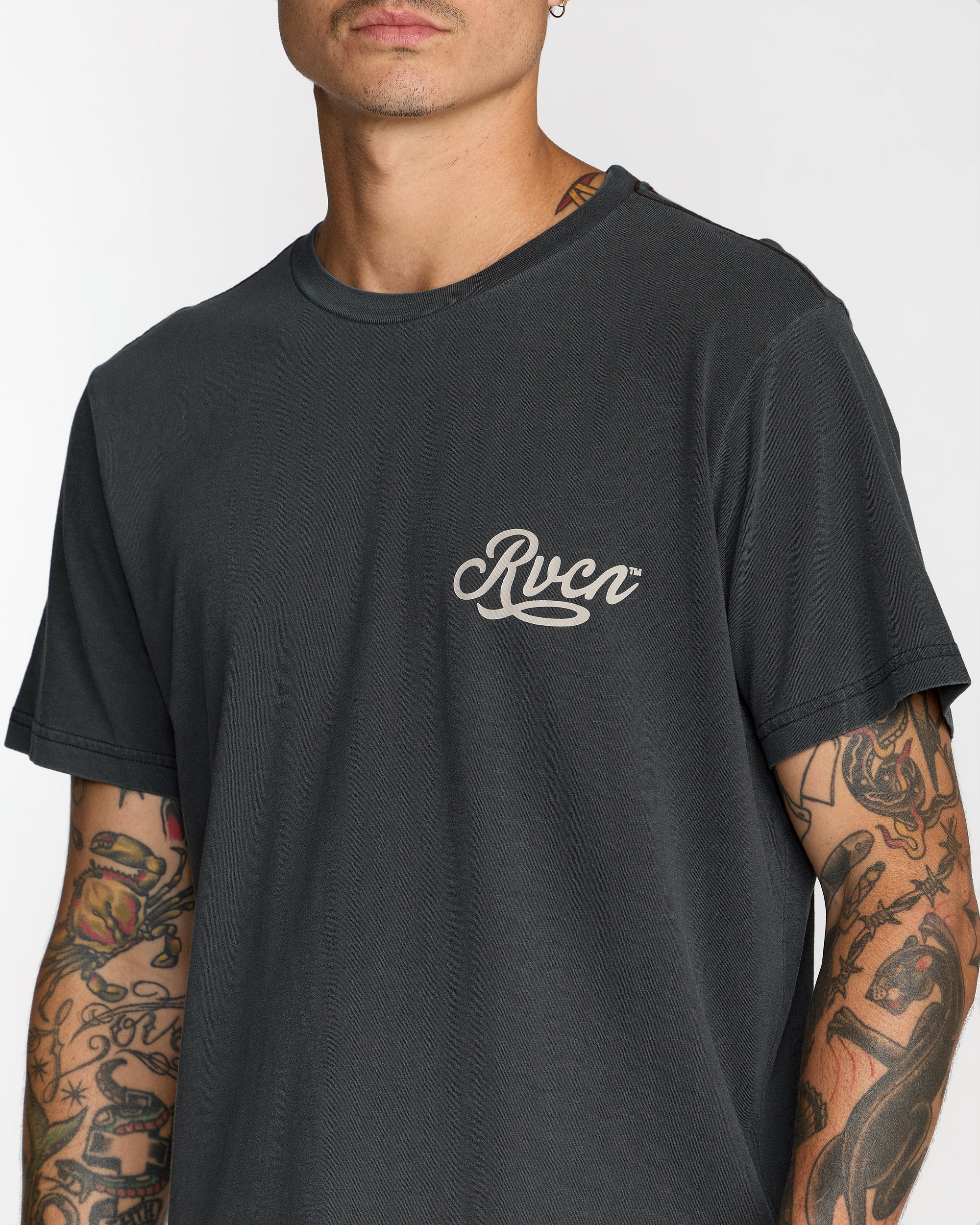 Emscript Short Sleeve Tee - Pirate Black | RVCA on sale