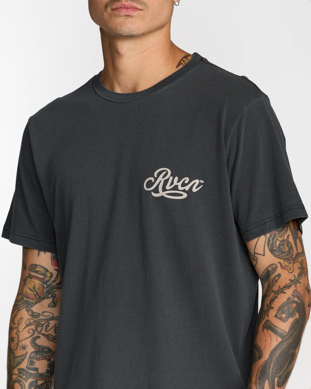 Emscript Short Sleeve Tee - Pirate Black | RVCA on sale