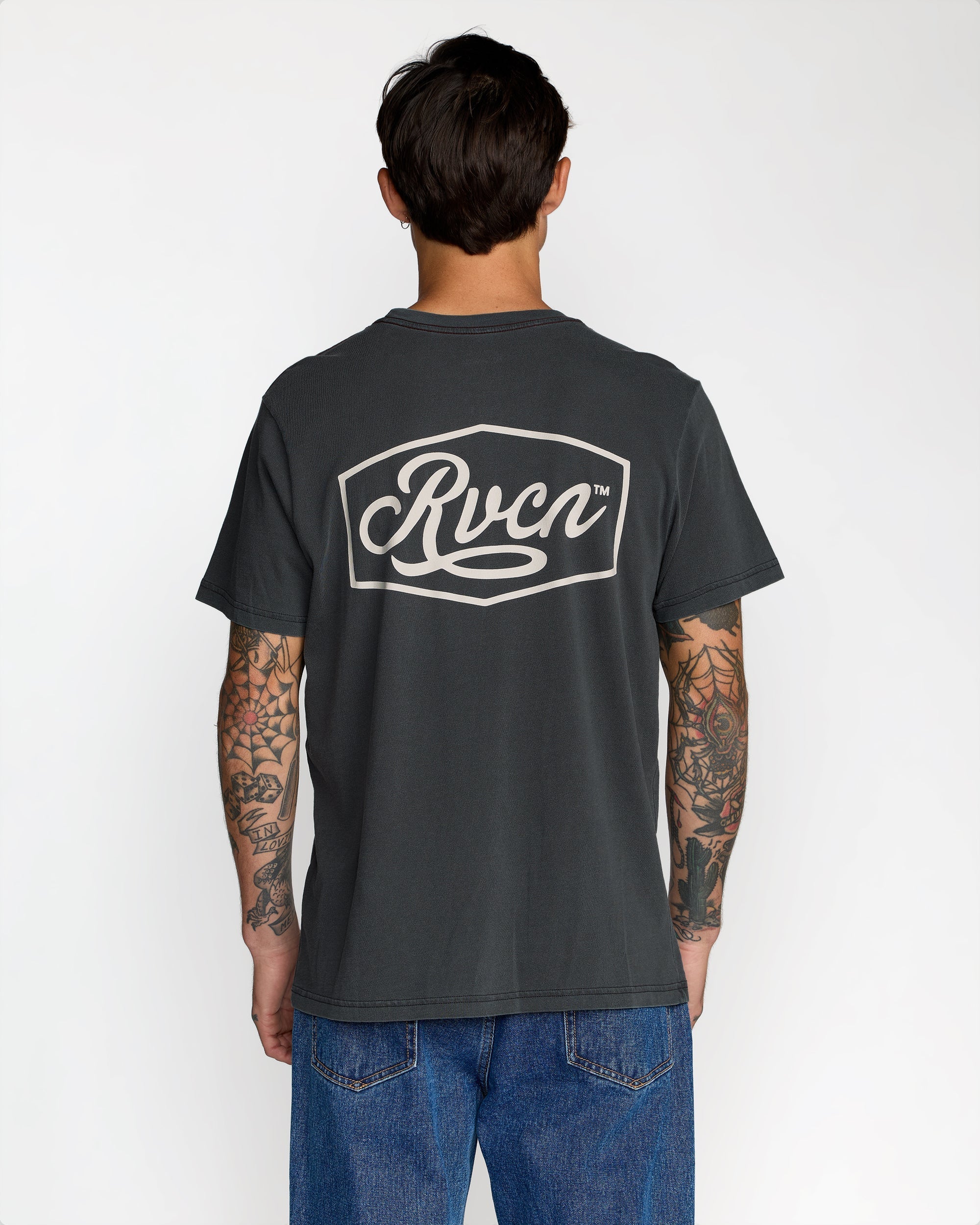 Emscript Short Sleeve Tee - Pirate Black | RVCA on sale