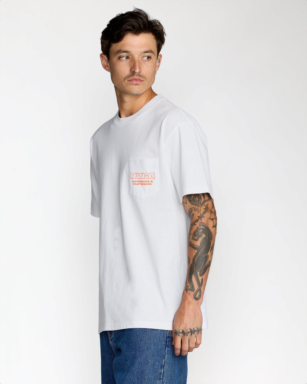 RVCA Fasteners Pocket Short Sleeve Tee - White | RVCA outlet