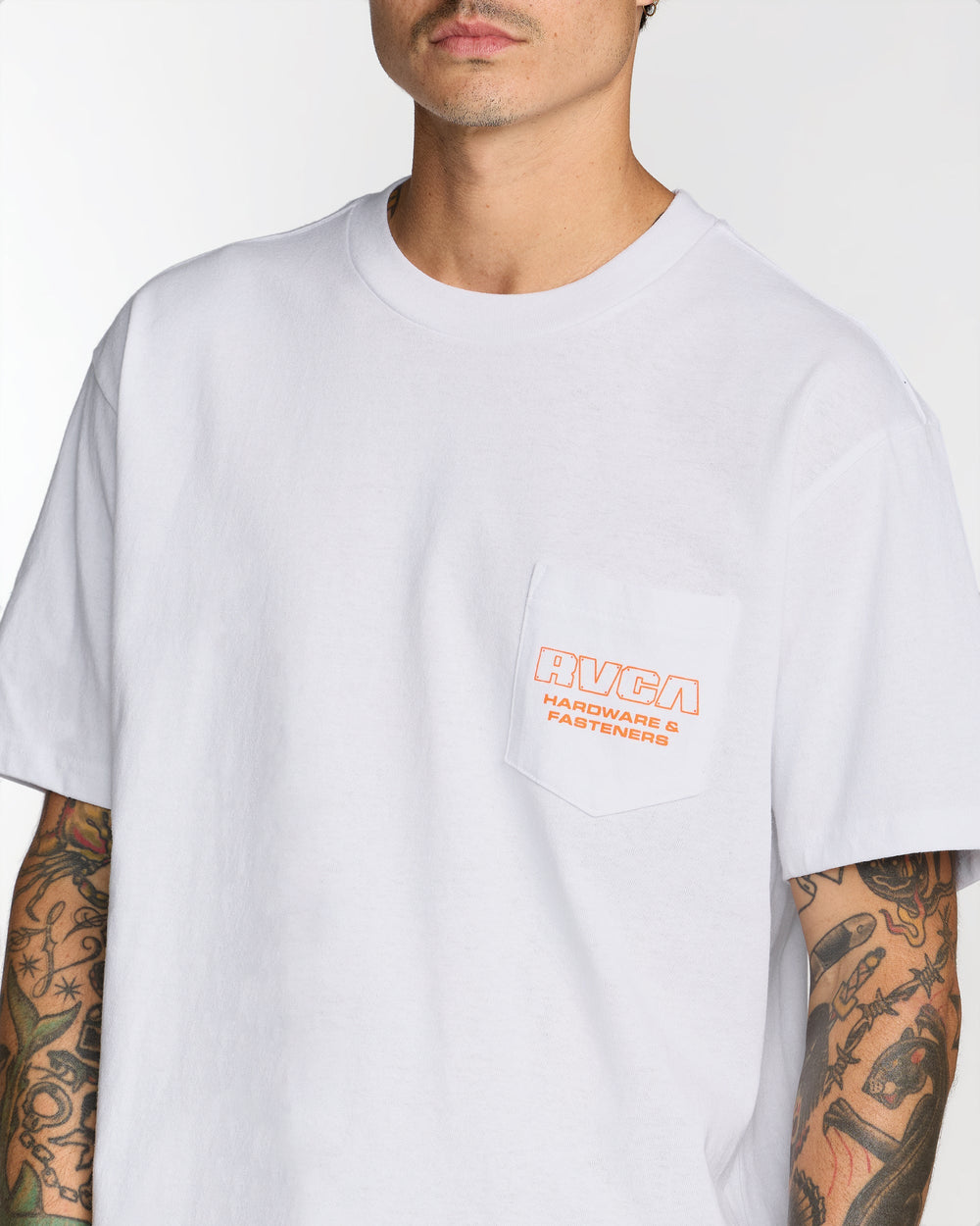 RVCA Fasteners Pocket Short Sleeve Tee - White | RVCA outlet