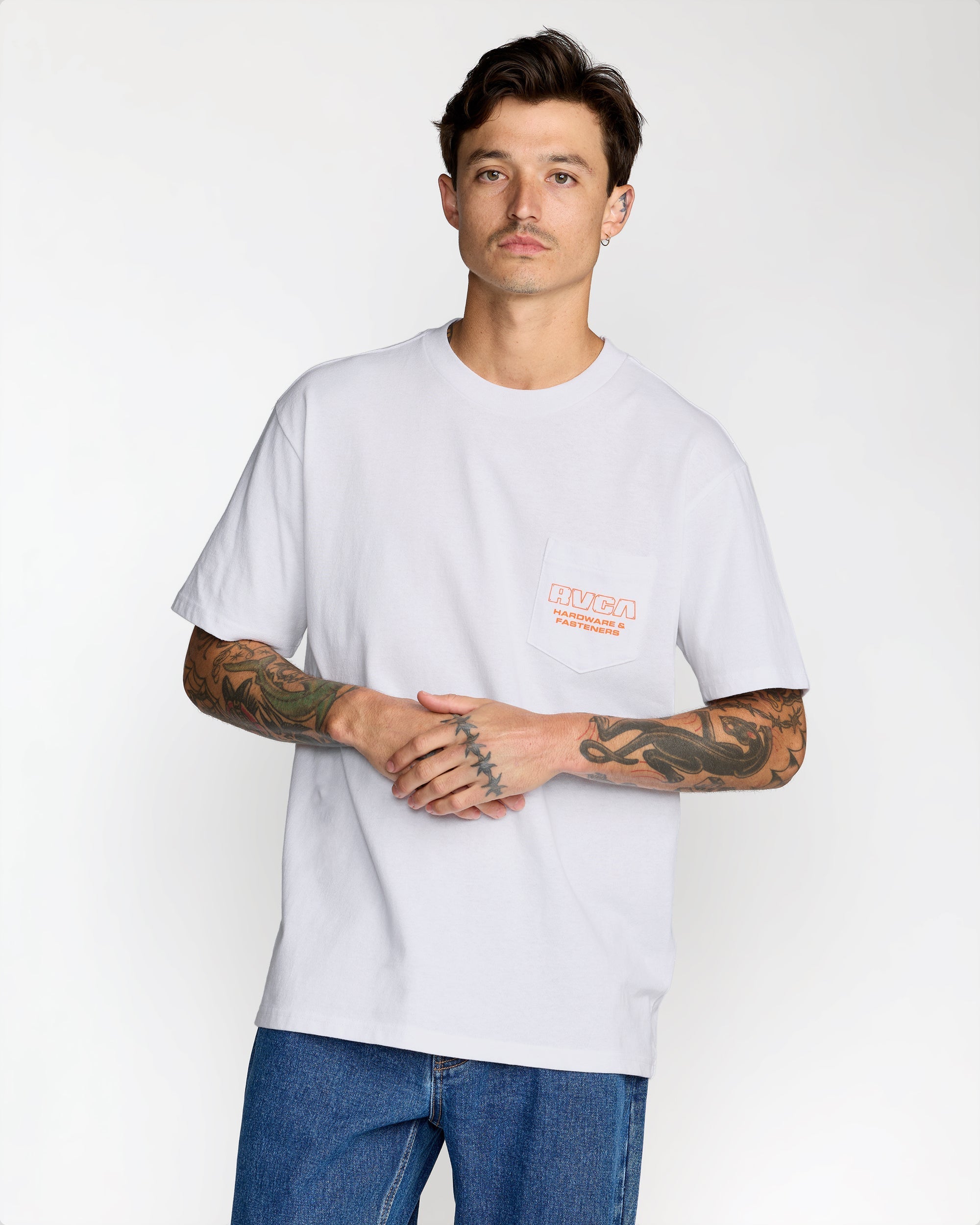 RVCA Fasteners Pocket Short Sleeve Tee - White | RVCA outlet
