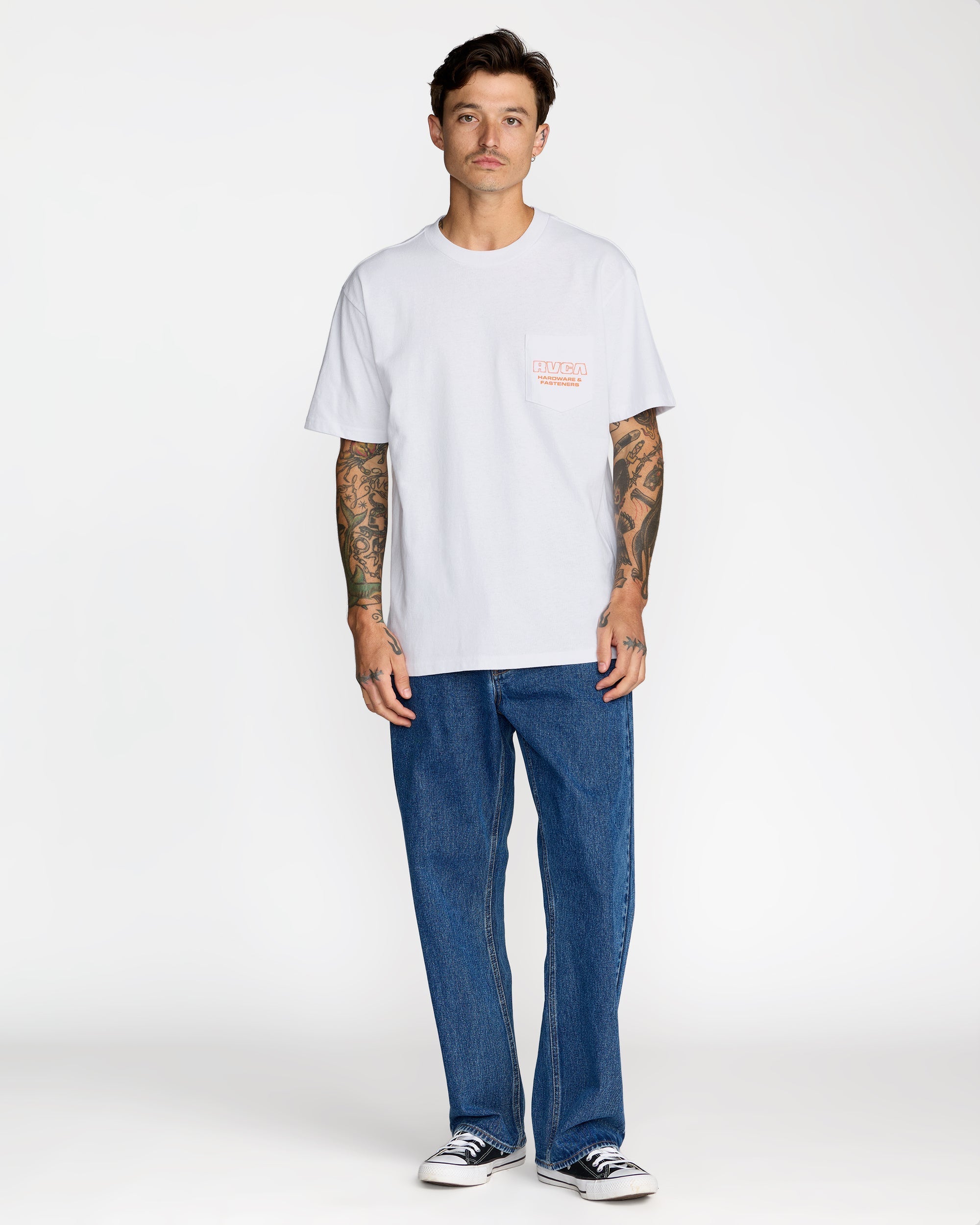 RVCA Fasteners Pocket Short Sleeve Tee - White | RVCA outlet