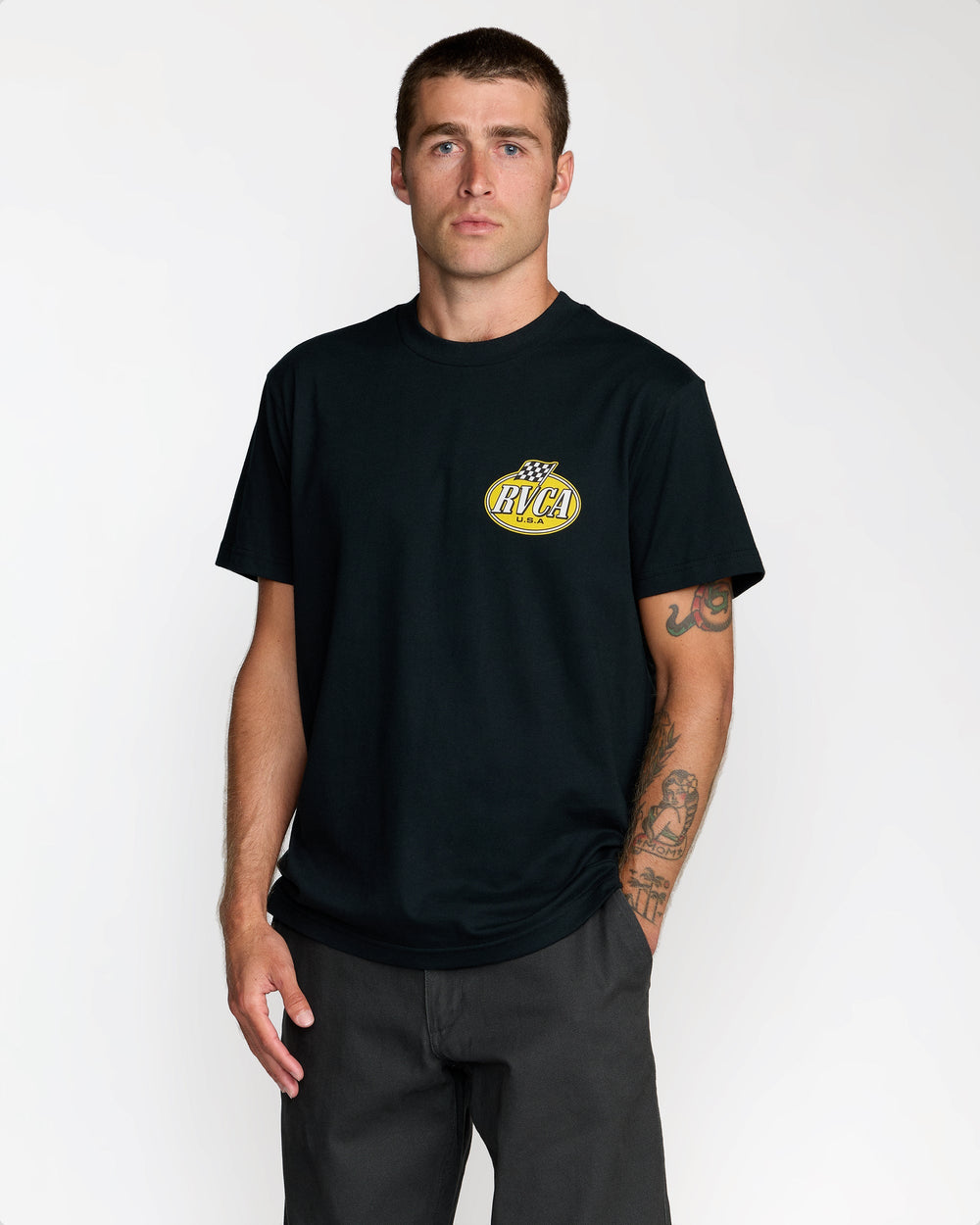 Speed Check Short Sleeve Tee - Black | RVCA sale