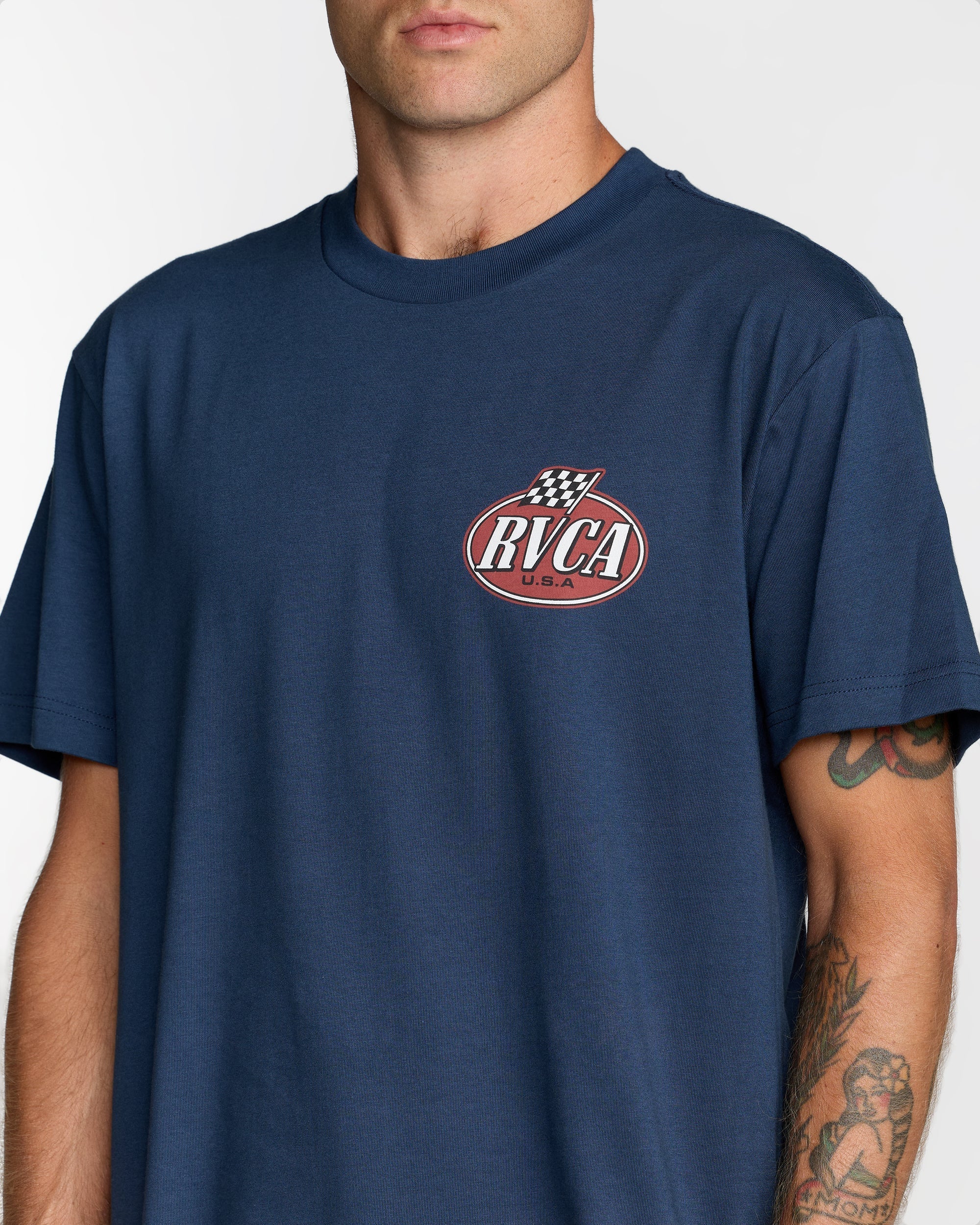 Speed Check Short Sleeve Tee - Moody Blue | RVCA on sale