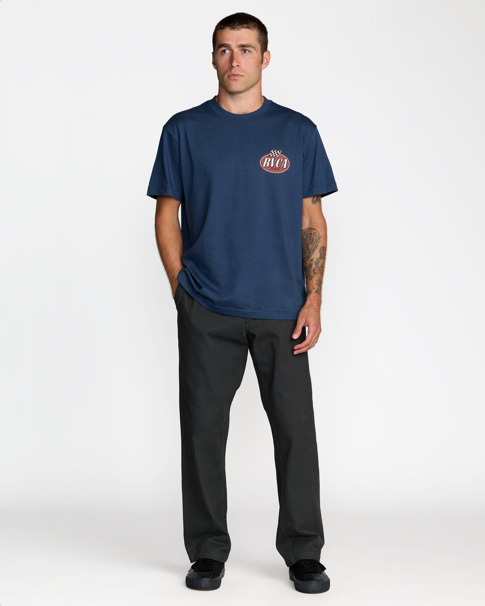 Speed Check Short Sleeve Tee - Moody Blue | RVCA on sale