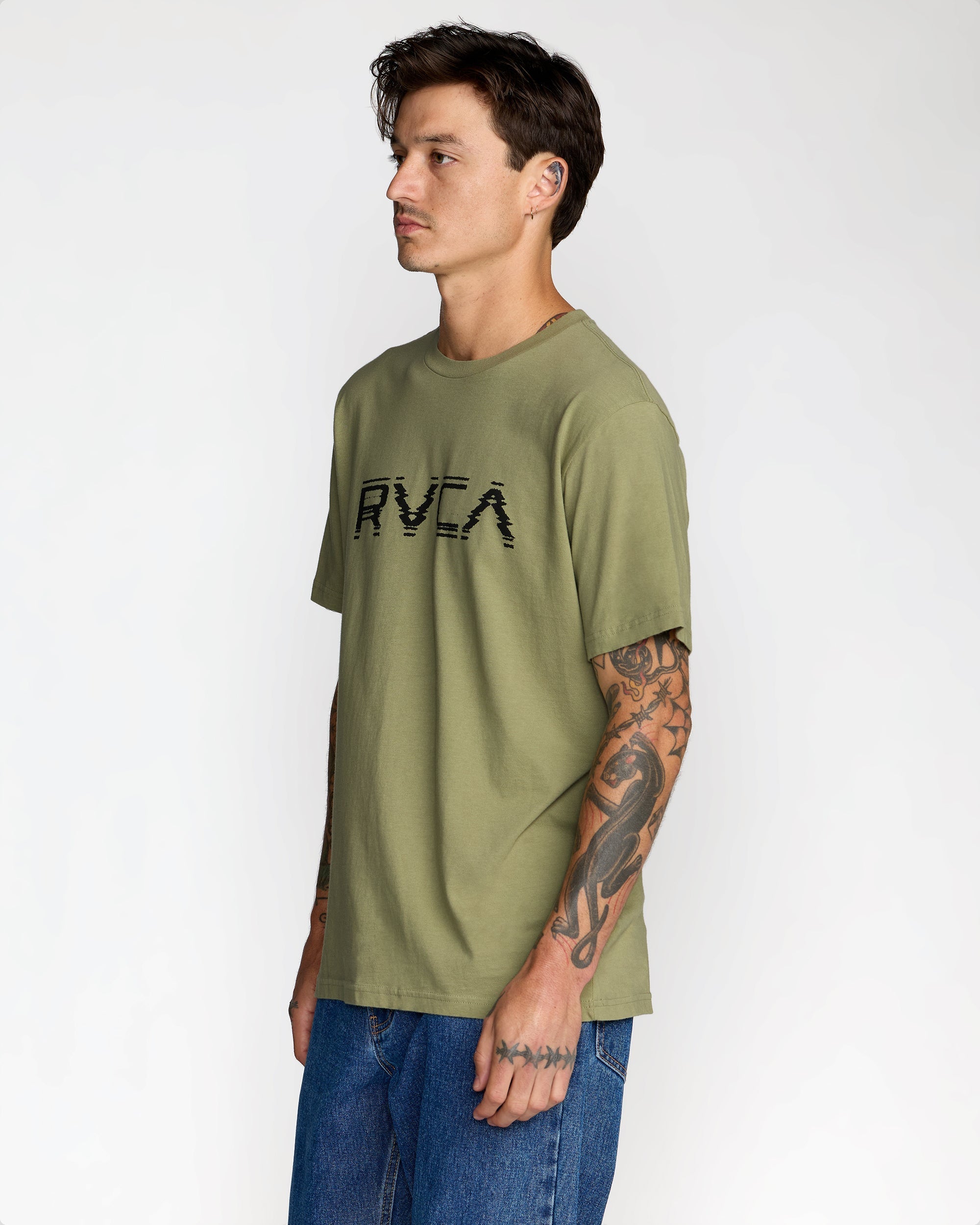 Big RVCA Glitch Short Sleeve Tee - Ranger Green | RVCA for sale