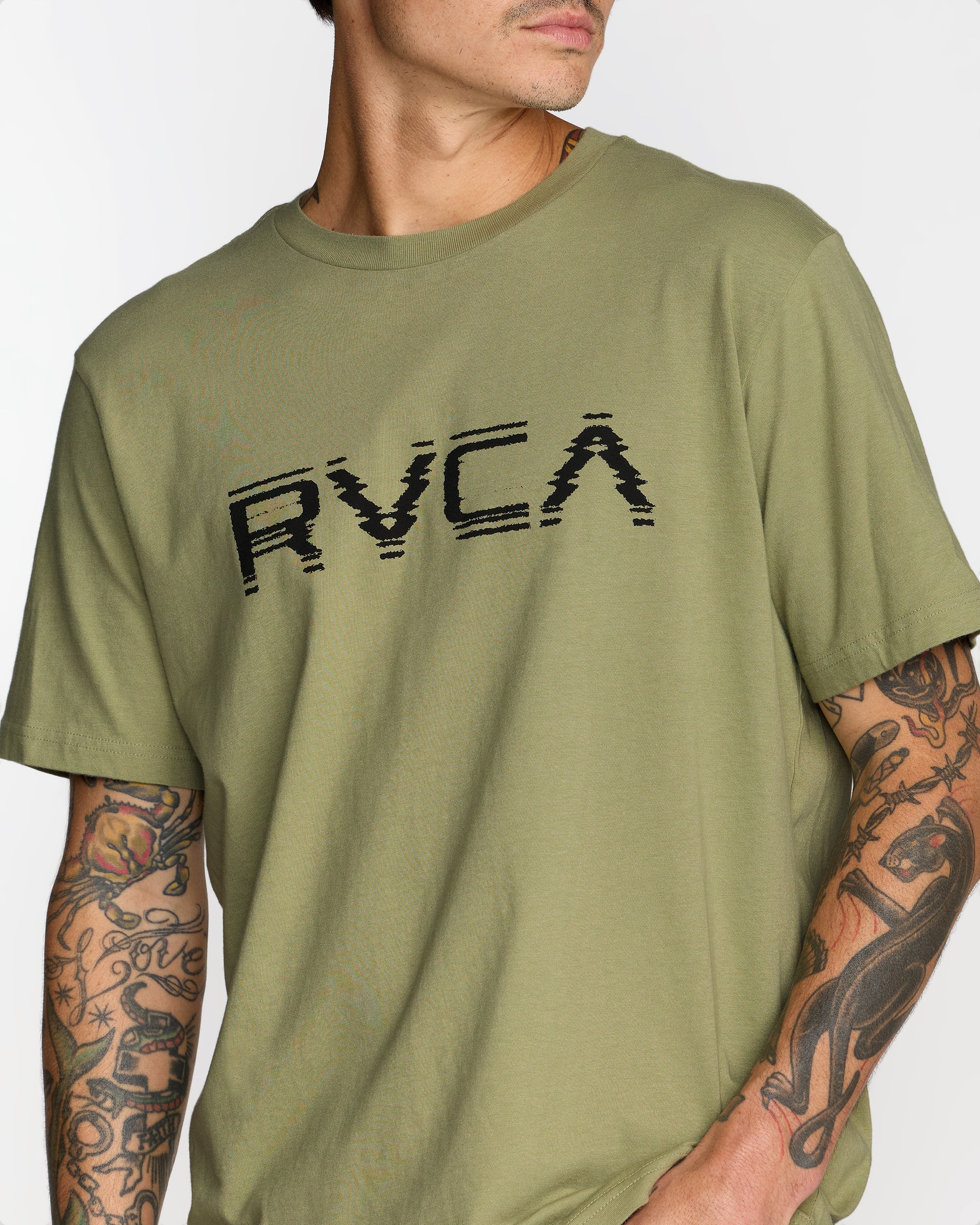 Big RVCA Glitch Short Sleeve Tee - Ranger Green | RVCA for sale