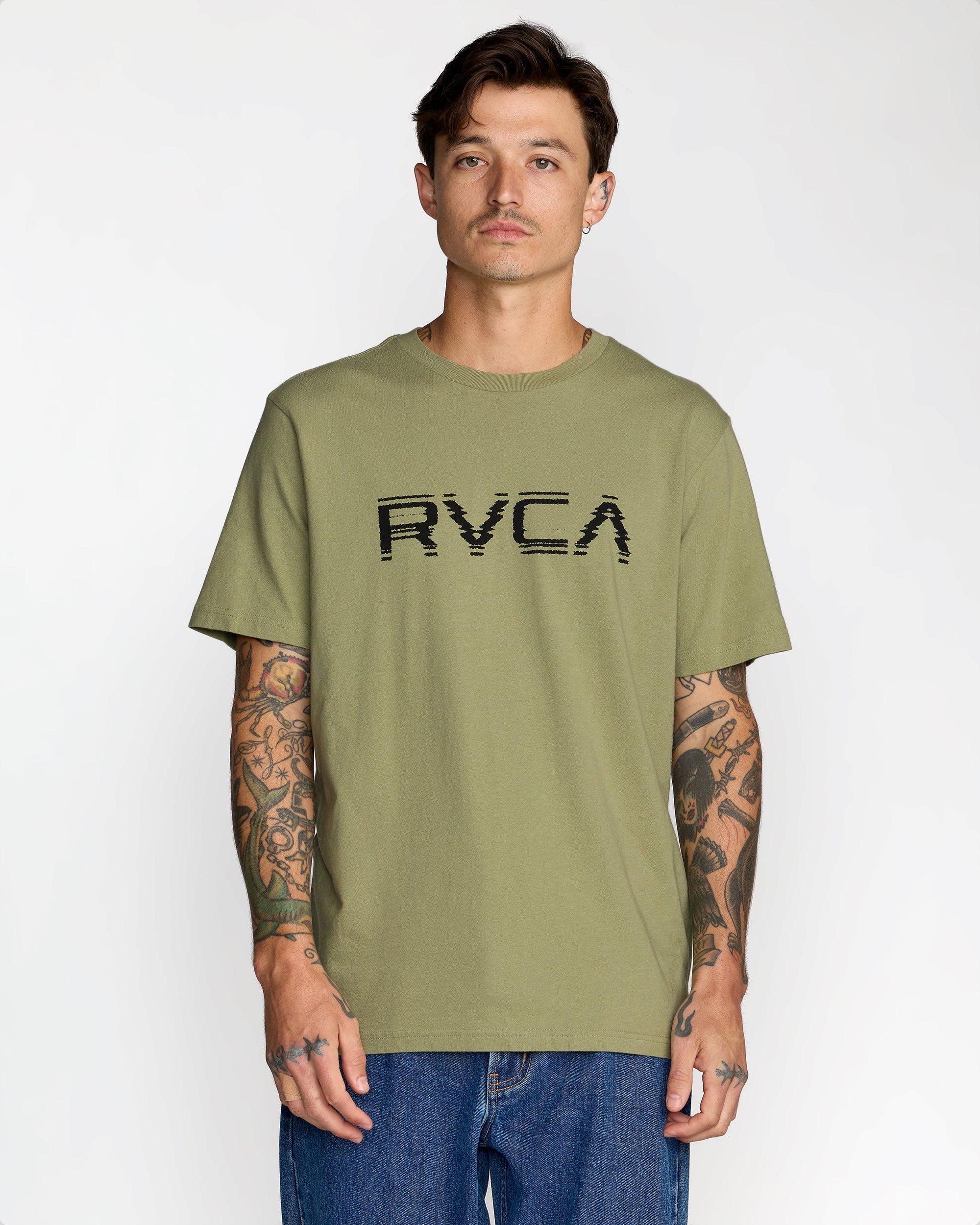 Big RVCA Glitch Short Sleeve Tee - Ranger Green | RVCA for sale