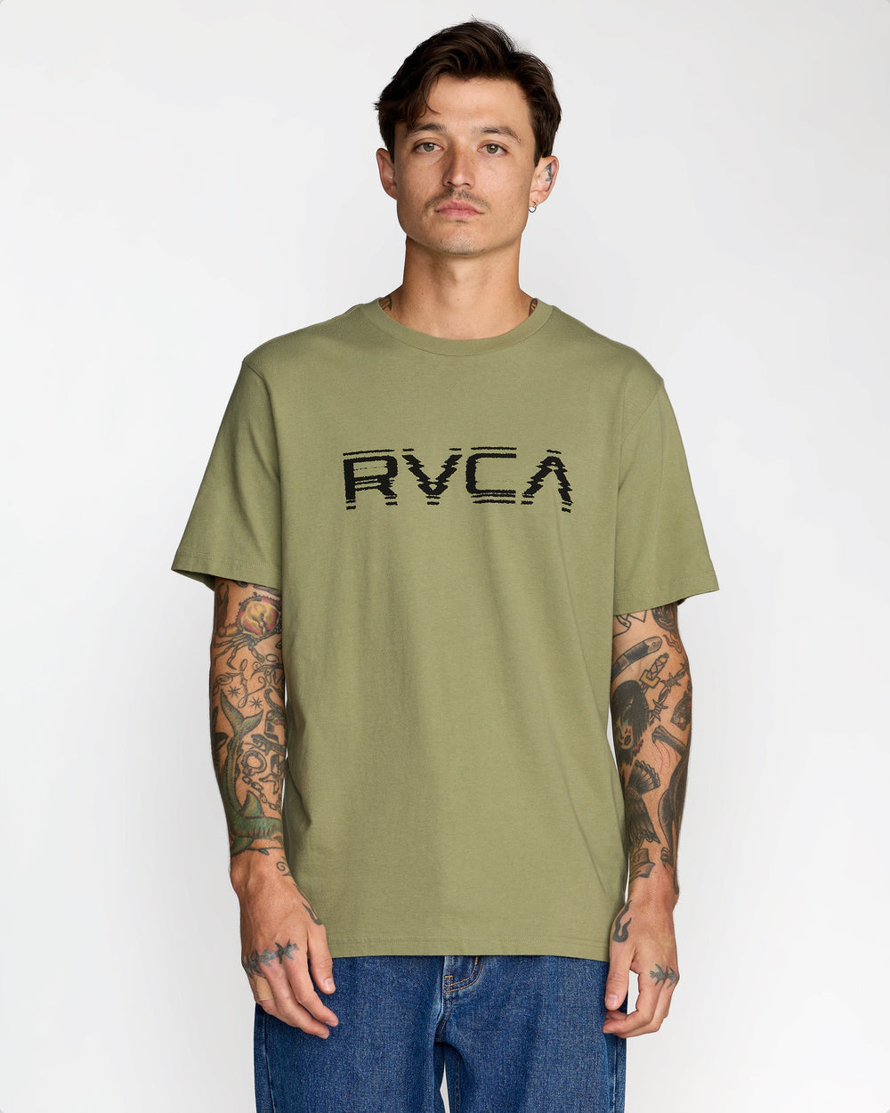 Big RVCA Glitch Short Sleeve Tee - Ranger Green | RVCA for sale