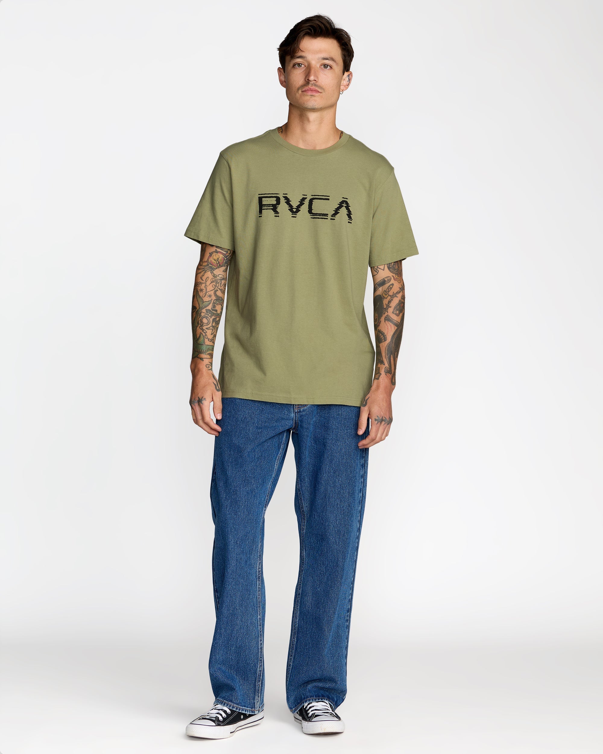 Big RVCA Glitch Short Sleeve Tee - Ranger Green | RVCA for sale