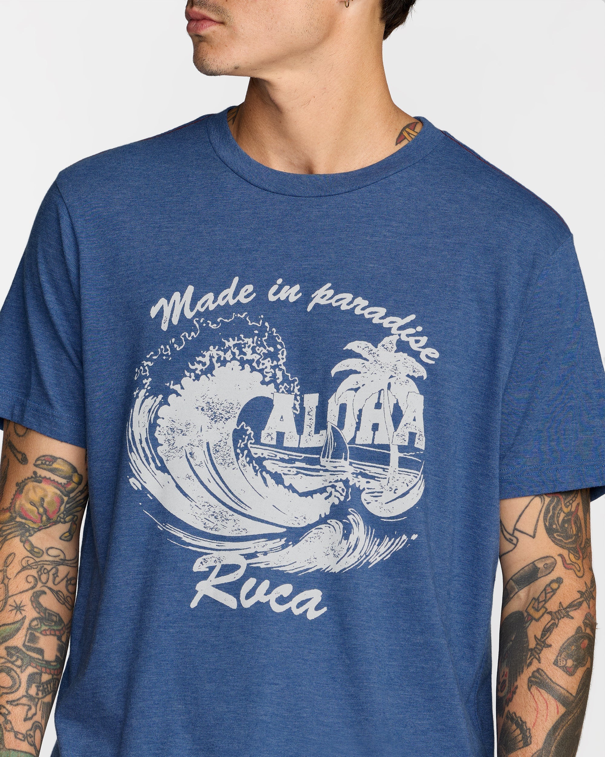 Made In Paradise Short Sleeve Tee - Indigo | RVCA for sale