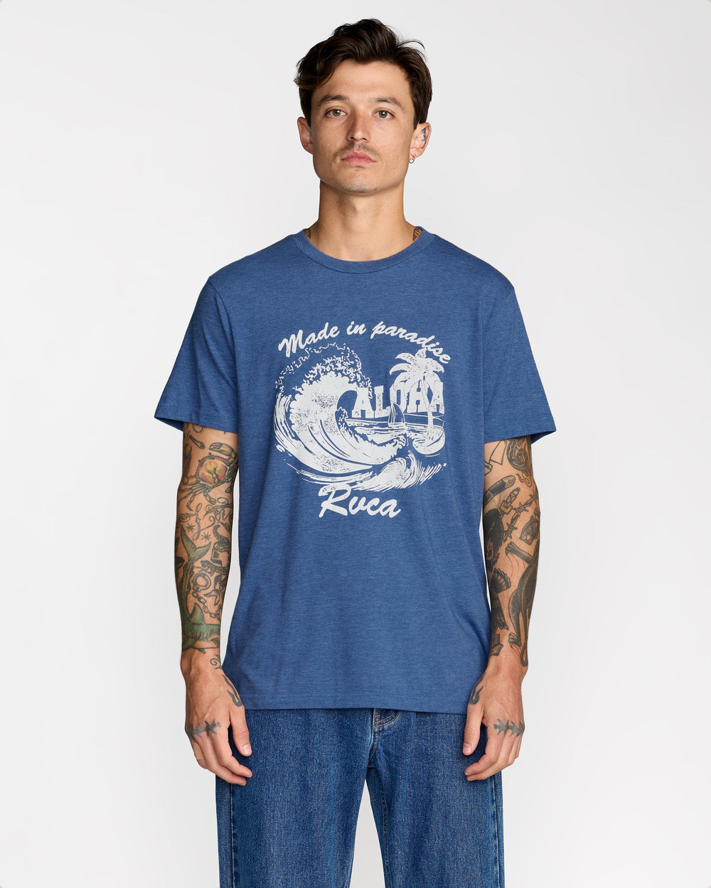 Made In Paradise Short Sleeve Tee - Indigo | RVCA for sale