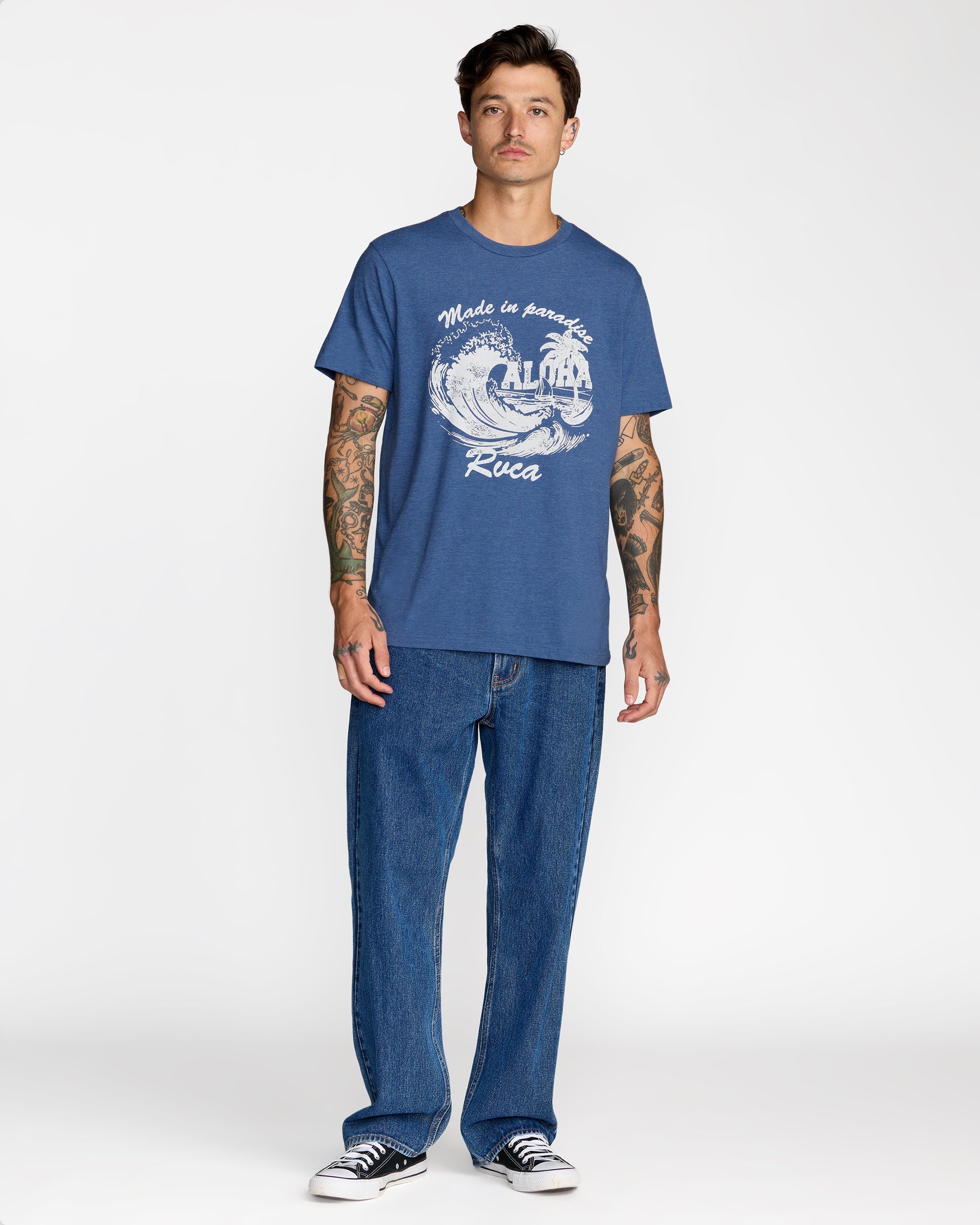 Made In Paradise Short Sleeve Tee - Indigo | RVCA for sale