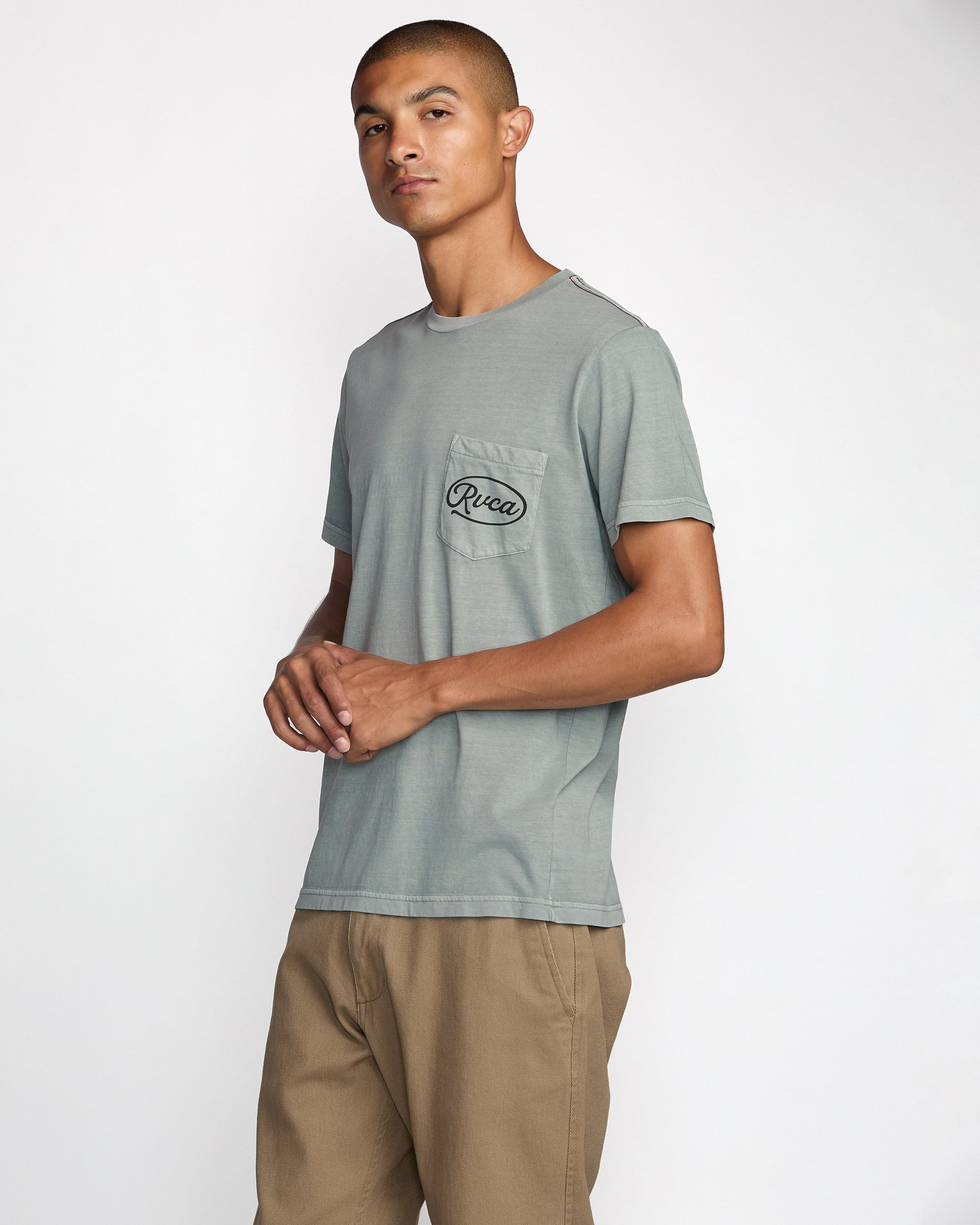 Contact Scripts Pocket Short Sleeve Tee - Monument | RVCA US