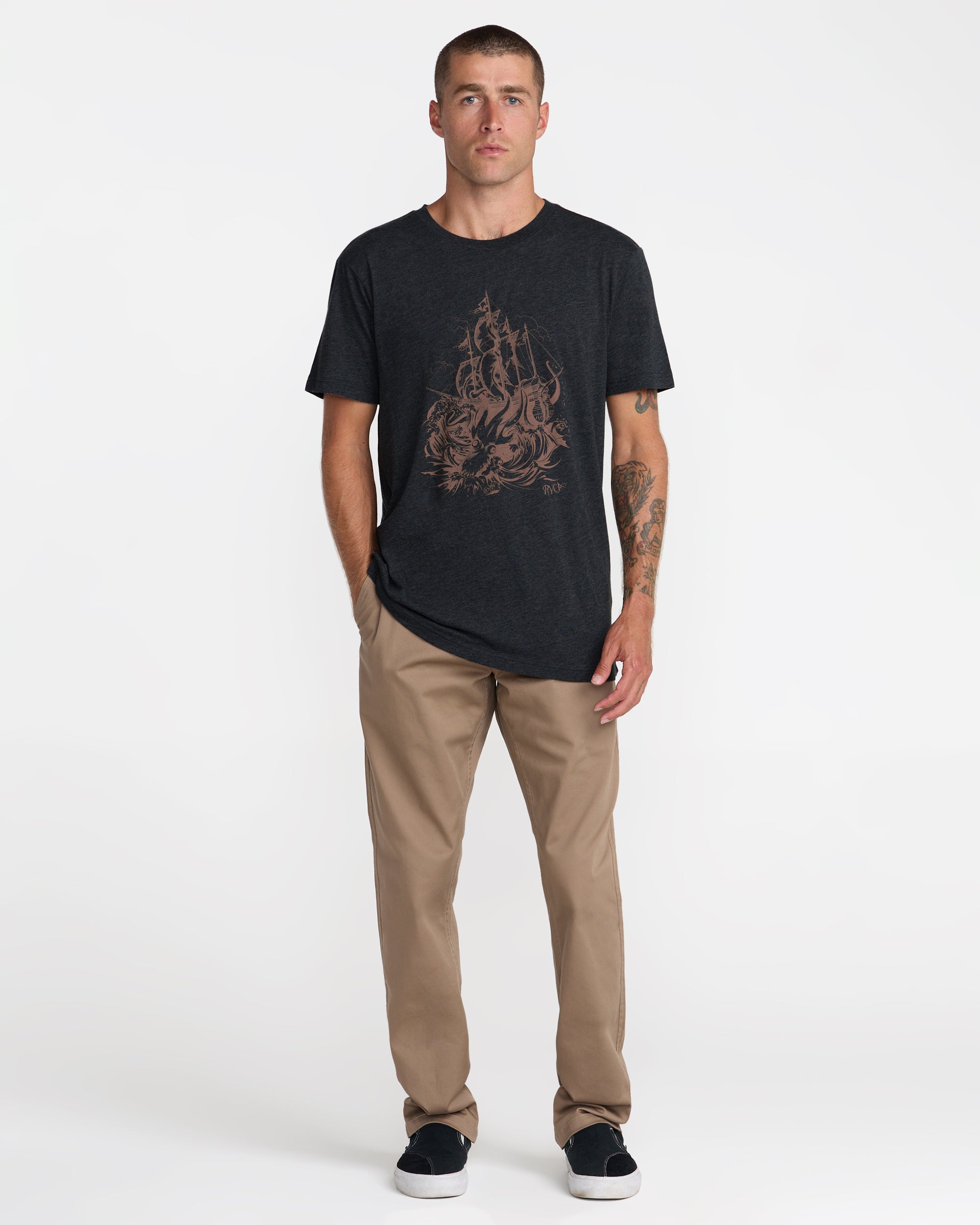 High Seas Short Sleeve Tee - Pirate Black | RVCA online
