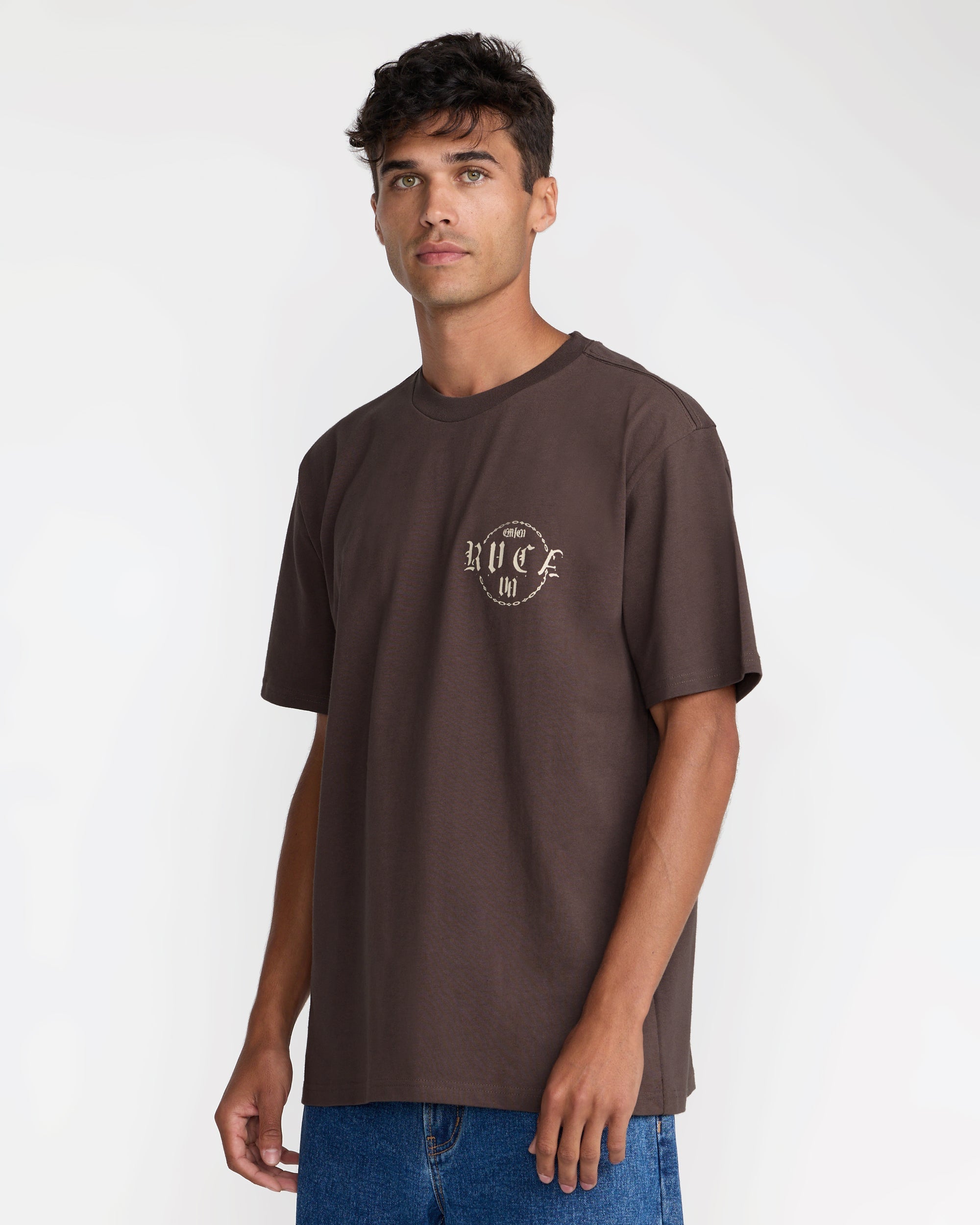 Dark Link Short Sleeve Tee - Mocha | RVCA for sale
